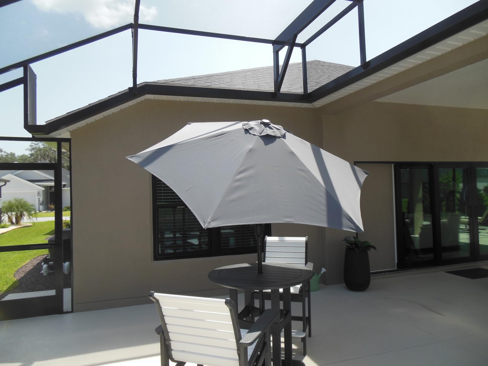 Blissun 10FT Patio Umbrella, Outdoor Table Umbrella, Yard Umbrella, Market Umbrella with 8 Sturdy Ribs, Push Button Tilt and Crank, Tan customer photo 1