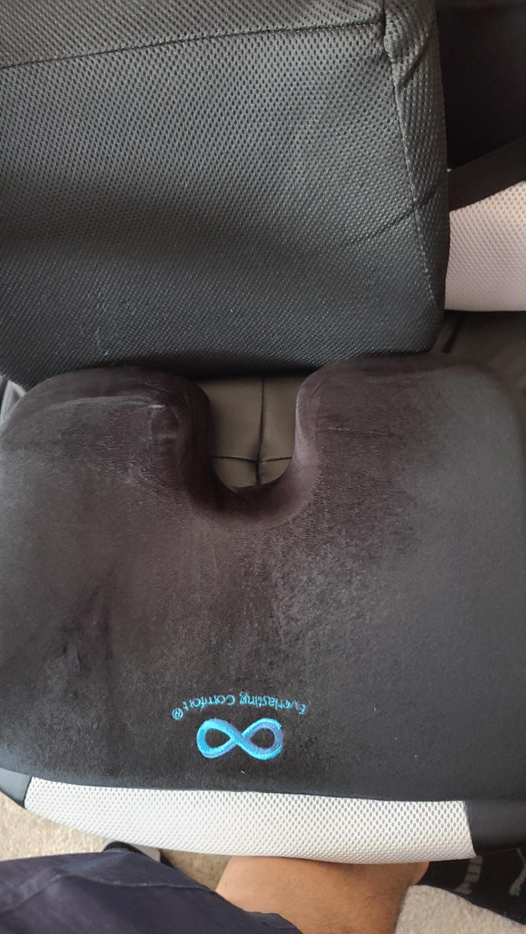 Everlasting Comfort Car Seat Cushion for Driving - Orthopedic Car Cushion for Office, Travel, Gaming Chair Memory Foam Driver Booster for Short People, Non-Slip, Washable Cover, Back & Sciatica Relief customer photo 2