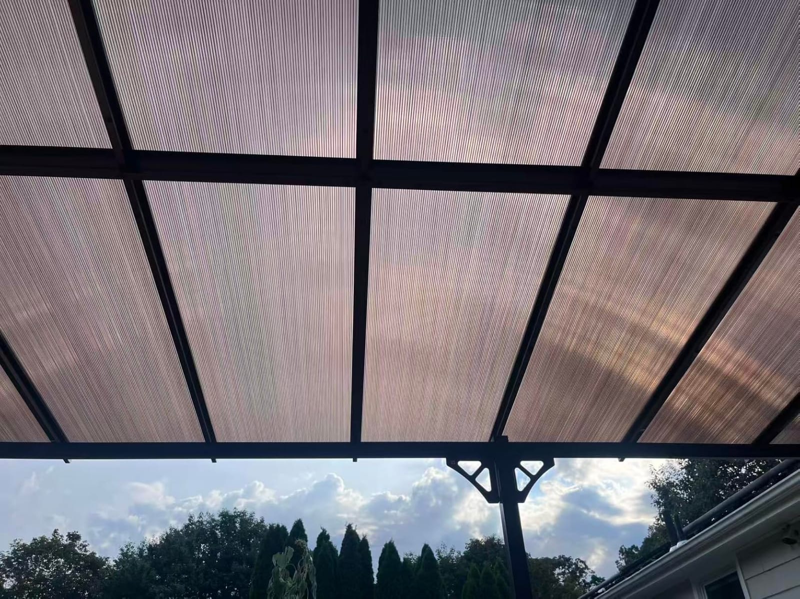 8x10FT Lean to Gazebo, Hardtop Metal Pergola with Polycarbonate Roof, Large Wall Mounted Heavy Duty Awnings, Patio Canopy for Backyard, Deck, Porch, Gray customer photo 1