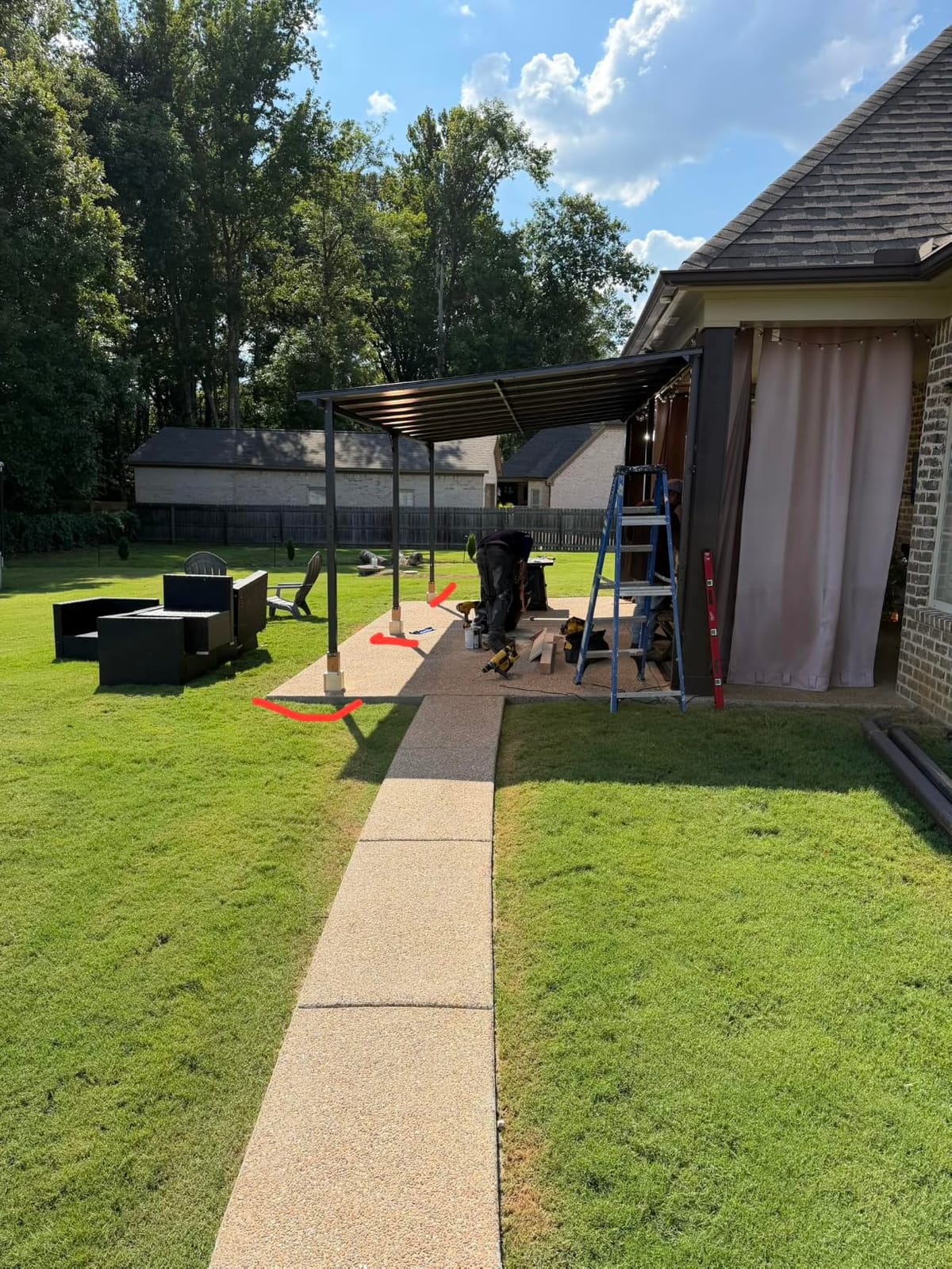 8x10FT Lean to Gazebo, Hardtop Metal Pergola with Polycarbonate Roof, Large Wall Mounted Heavy Duty Awnings, Patio Canopy for Backyard, Deck, Porch, Gray customer photo 2