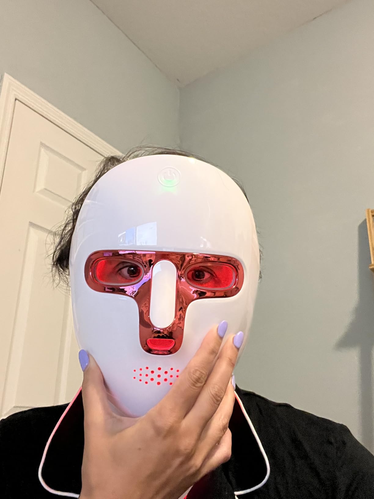 Red Light Therapy for Face- LED Light Therapy Mask Skin Care Mask,Cordless LED Face Mask face & Neck Red & Infrared Lights Masks Wavelength,USB C Rechargeable for Home Use Working Travel Yoga customer photo 1