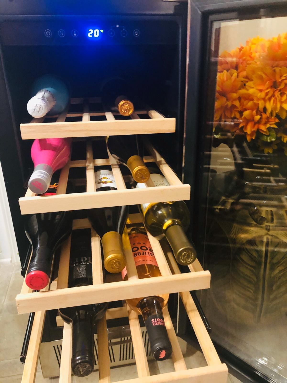 BODEGA 15 Inch Wine Fridge, 30 Bottle Dual Zone Wine Cooler, 41-72℉ Compressor Wine Refrigerator with Tempered Glass Door, Built-in or Freestanding Wine Cooler for Home Kitchen Bar (3.2 cu.ft). customer photo 1