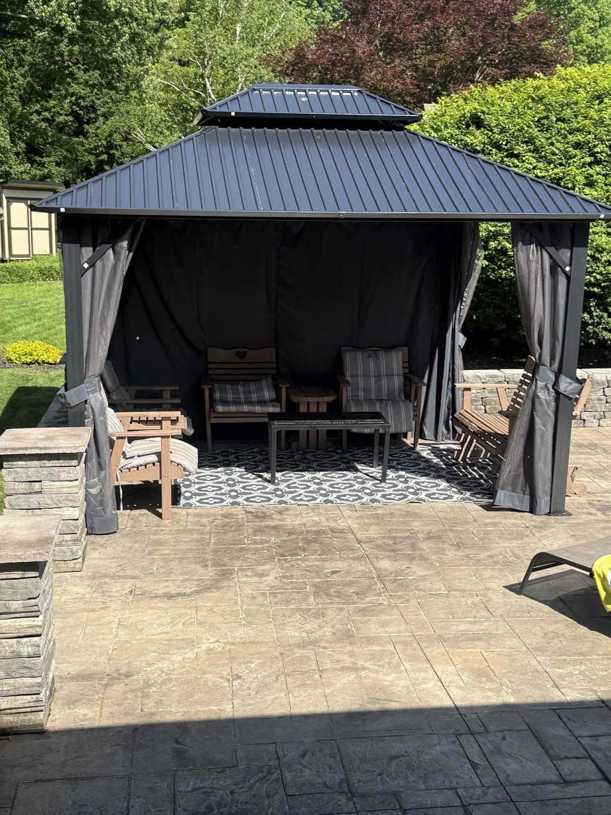HOTEEL 10x12 Hardtop Gazebo On Clearance with Heavy Duty Galvanized Steel,Outdoor Patio Gazebo with Aluminum Frame & Curtains and Netting, Permanent Pavillon for Backyard, Brown (2026 Upgraded) customer photo 1