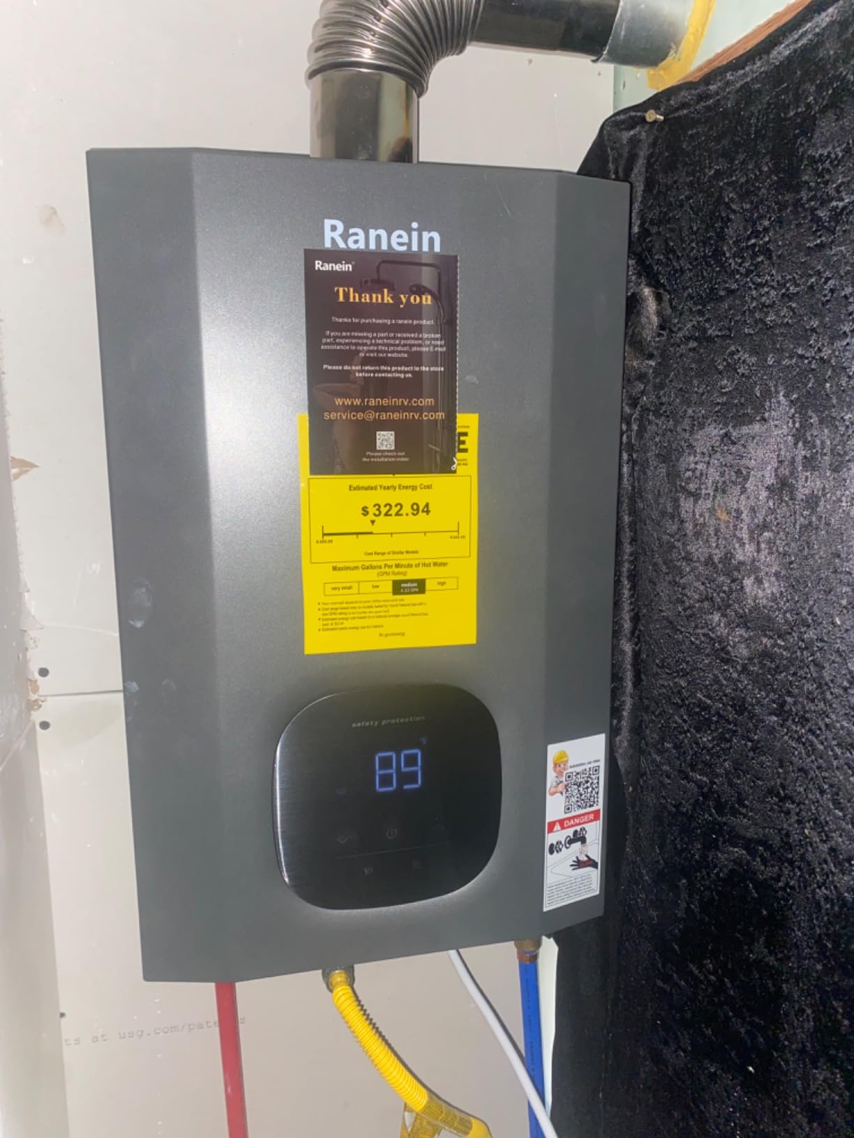 Ranein Natural Gas Tankless Water Heater, 8.5 GPM, 190,000 BTU, Outdoor customer photo 1