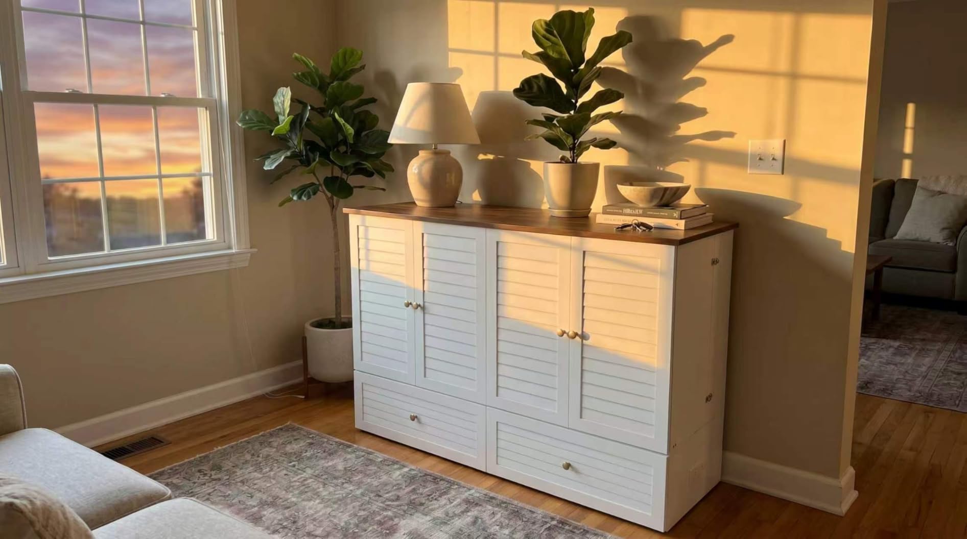 Yoobure Queen Murphy Bed with Charging Station, Cabinet Beds with Storage customer photo 1