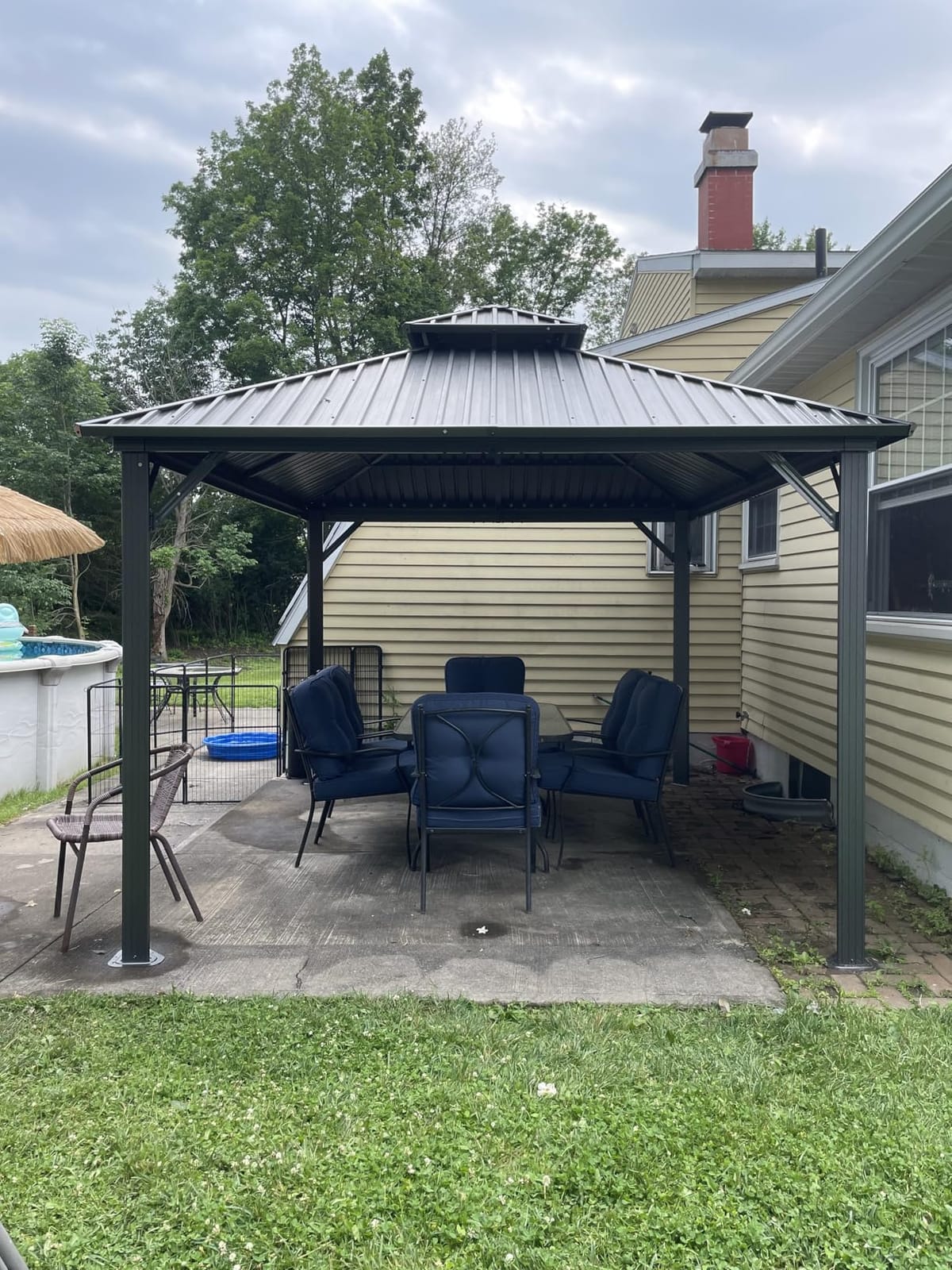 AirWire 8'x8' Hardtop Aluminum Gazebo with Curtains & Netting Dark Gray customer photo 1