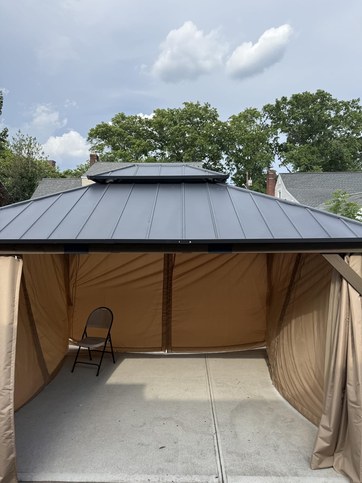 AMERLIFE 12x14FT Hardtop Gazebo with Double Roof, Privacy Curtain & Netting customer photo 1