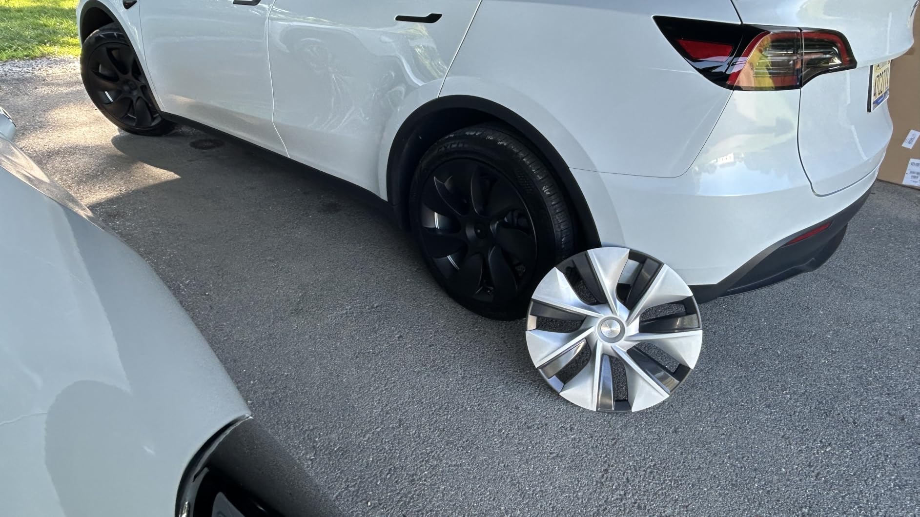 Wheel Covers 19 Inch Compatible with Tesla Model Y Accessories 2024 2023 2022 2021 Matte Black ABS Hubcaps Rim Protector Replacement(Not Fit for Model Y Juniper) (Matte Black Eclipse Edge) customer photo 2