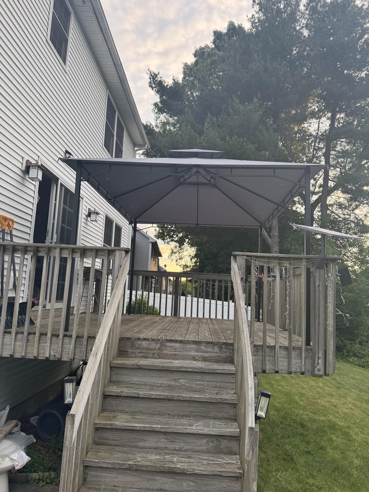 Aoxun 12x10 Outdoor Gazebo with Mosquito Netting & Double Roof, Gray customer photo 1