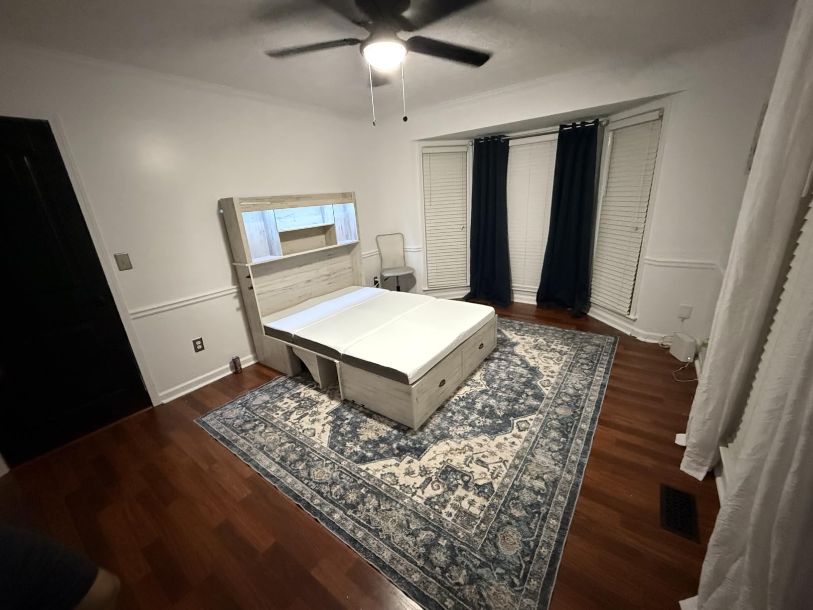 AMERLIFE Queen Murphy Bed with Bookcase Headboard & LED Light, Farmhouse Cabinet Bed with Storage Drawer, Charging Station and Desk for Home Office/Guest Room/Small Spaces, Black customer photo 2
