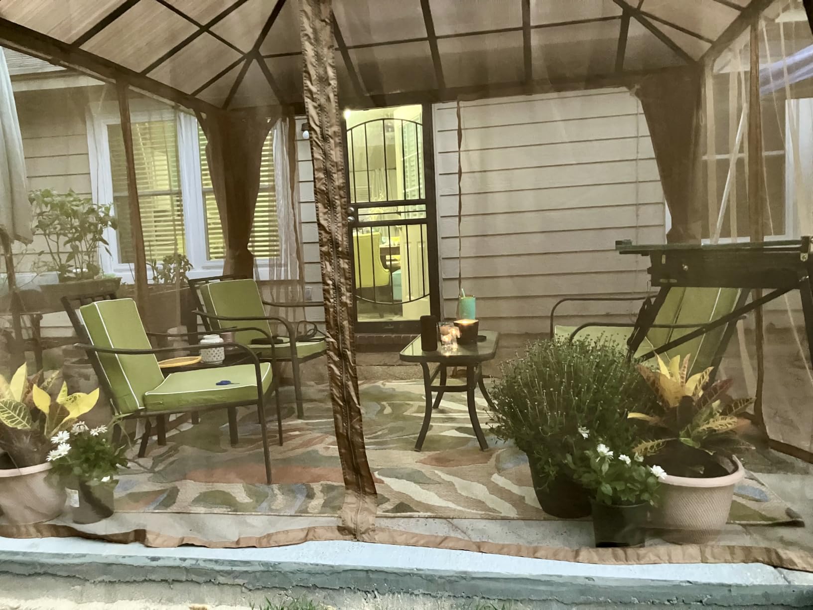 Aoxun 10'x12' Hardtop Gazebo, Metal Frame Permanent Pavilion with Light, Curtains and Netting, Outdoor Polycarbonate Gazebo, Double Roof Canopy customer photo 2