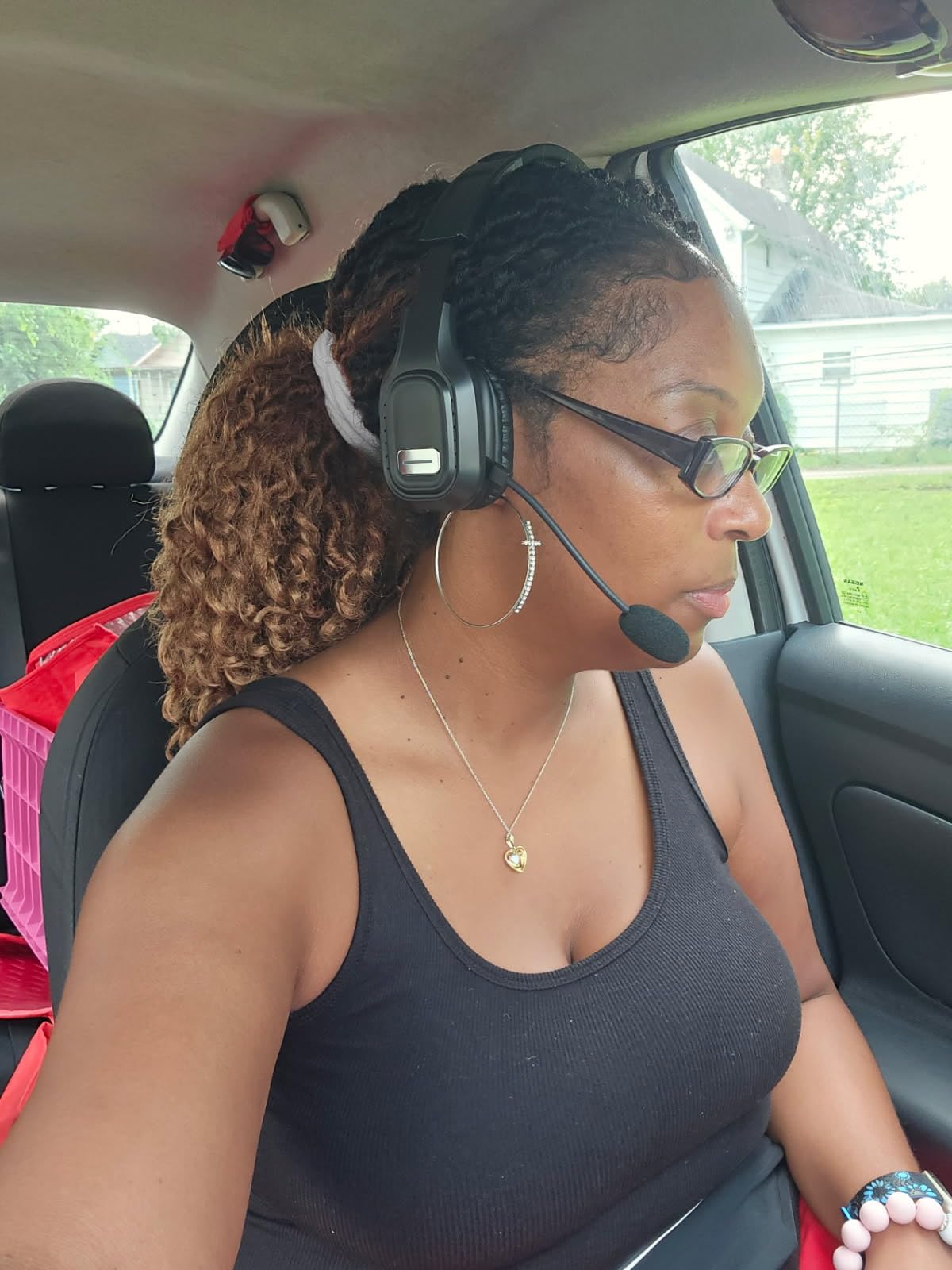 Bluetooth Headset with Mic, 60 Hours Talking Time Single-Ear Wireless Headset, ENC Noise Canceling, One-Touch Mute, Dual-Device Connection for Truck Driver, Office, Call Center, Phone/PC, Black customer photo 1