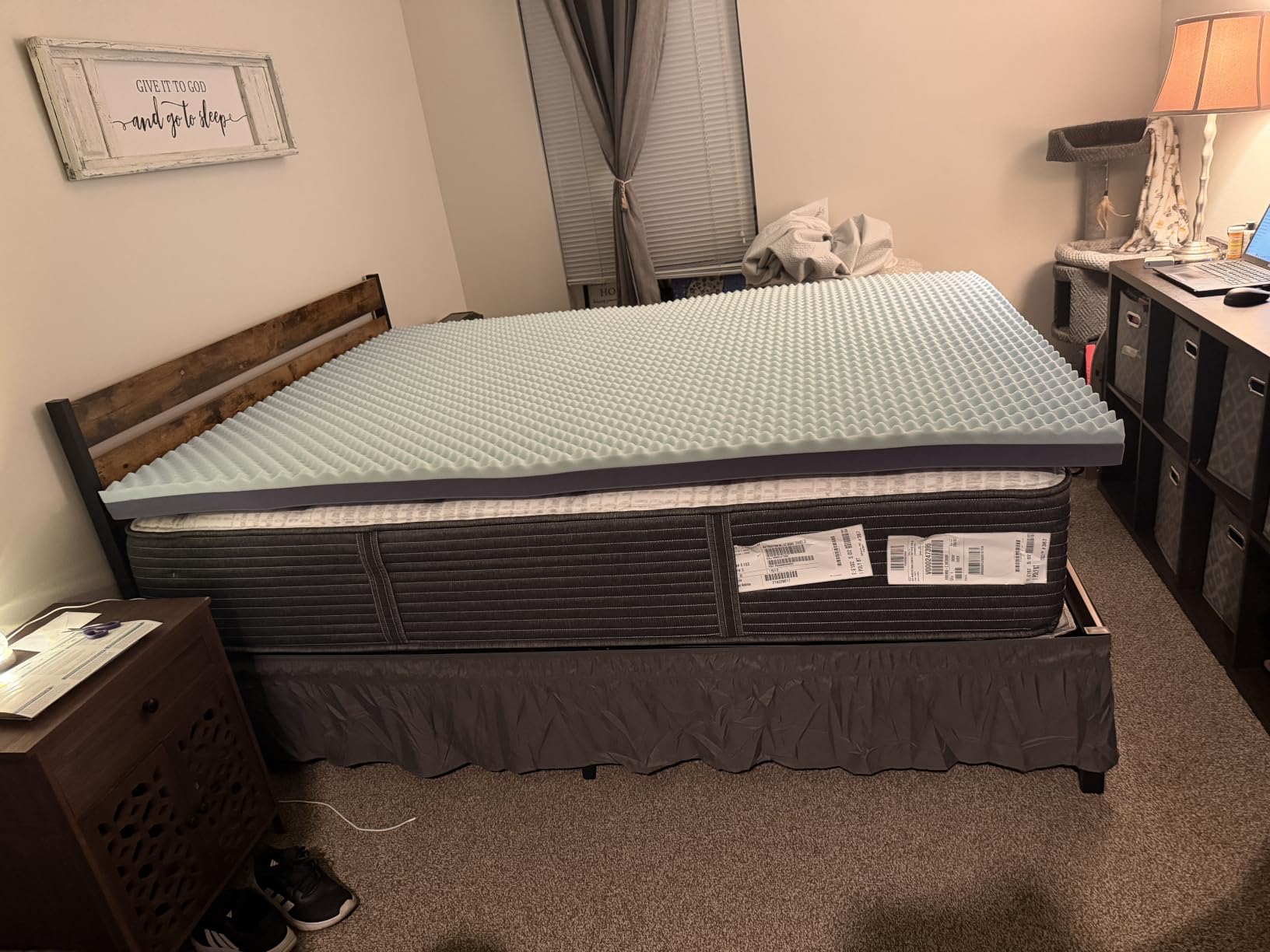 3 Inch King Size Firm Mattress Topper, High Density Support Foam Mattress Pad with Cooling Cover, Orthopedic Bed Topper for Back Pain & Heavy People, Non-Slip Adjustable Straps, CertiPUR-US Certified customer photo 1