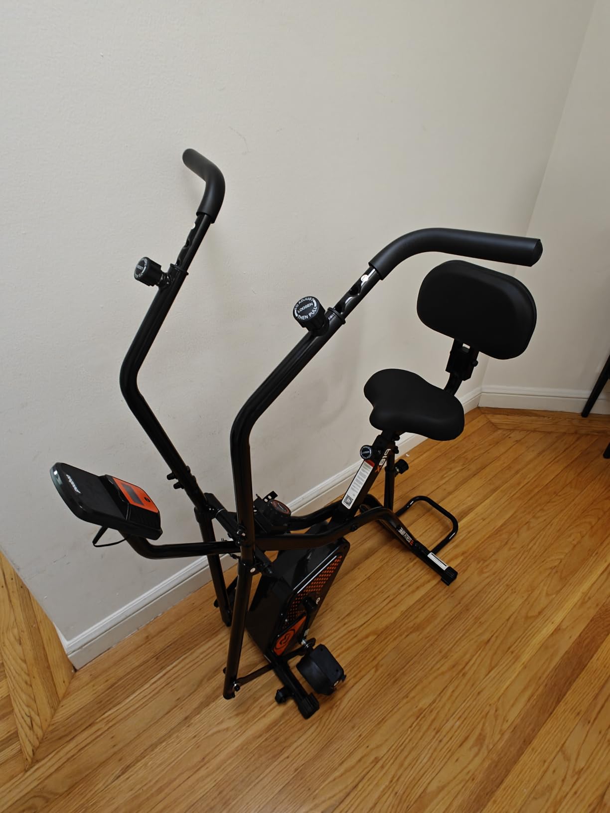 pooboo Folding Magnetic X‑Bike, Upright Exercise Bike for Home Gym customer photo 2