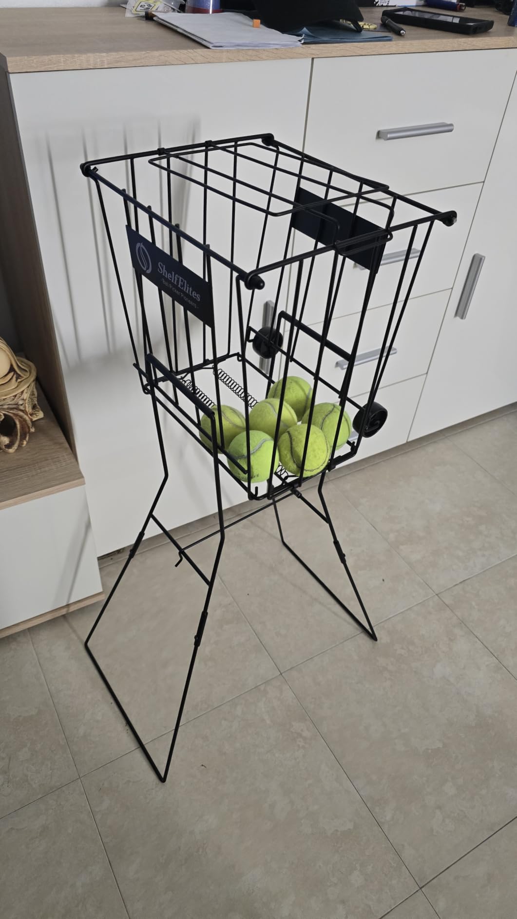 Tennis Ball Hopper, Portable Tennis Ball Holder with Handle for Court, Practice & Training customer photo 2