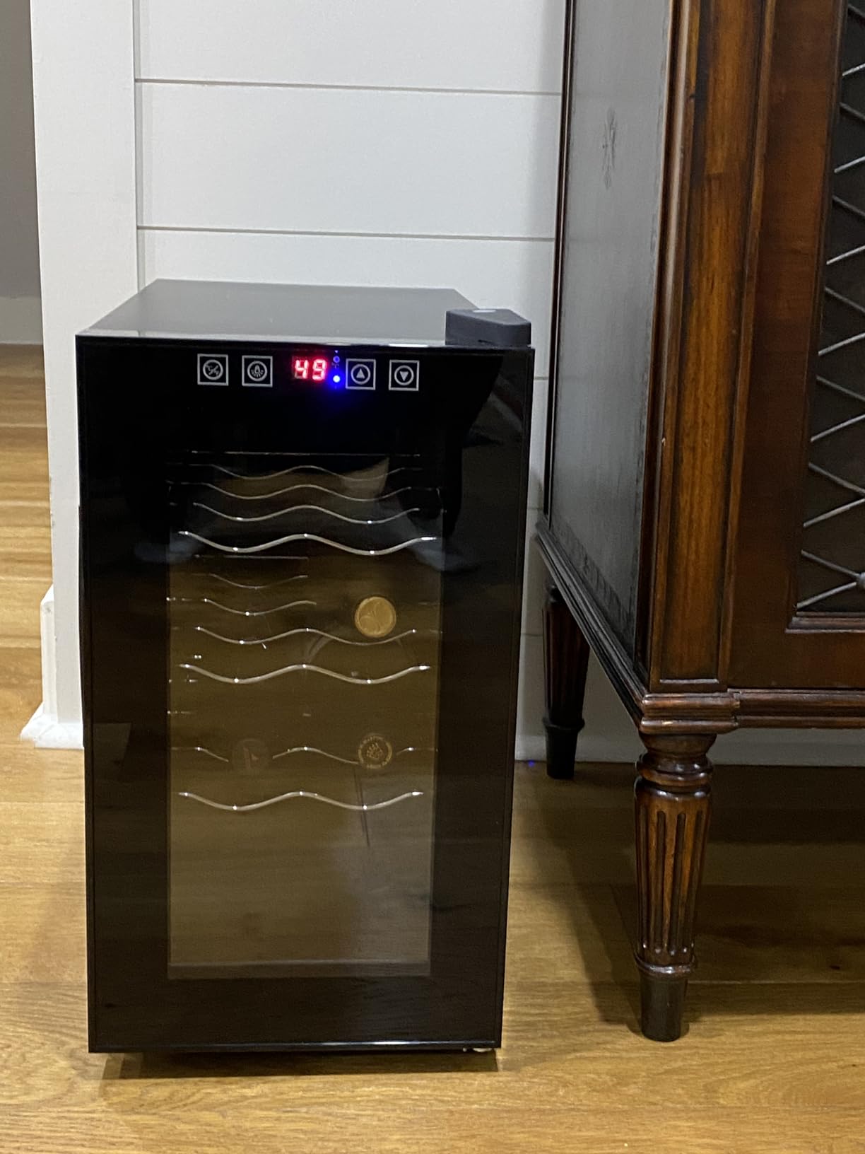 FoMup Wine Fridge Dual Zone, Freestanding Wine Cooler Refrigerator 180 Bottles Large Capacity with Sliding Rail Wooden Shelves and Door Lock, Black customer photo 1