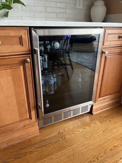 FoMup Wine Fridge Dual Zone, Freestanding Wine Cooler Refrigerator 180 Bottles Large Capacity with Sliding Rail Wooden Shelves and Door Lock, Black customer photo 2