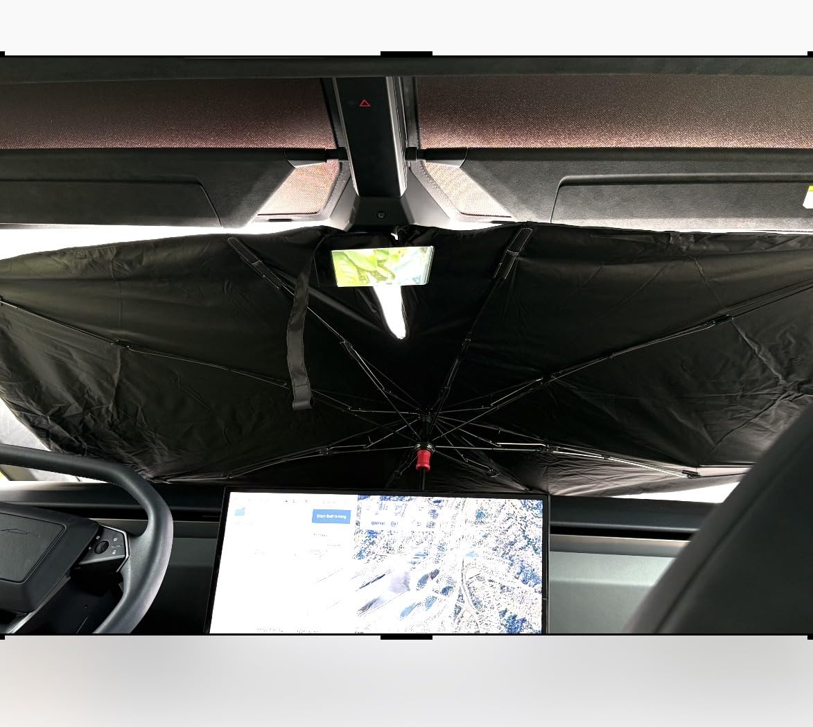 [2026 Upgraded] DooGooCoo Windshield Sun Shade Umbrella for Jeep Wrangler & Gladiator 2011-2026 [100% Sunlight Blocked, Cooling Ice Crystal] Sunshade for Car Windshield for Wrangler Sunshade. customer photo 1
