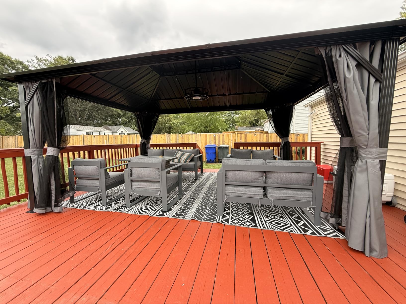 Aoxun 12X14Ft Hardtop Gazebo Metal Gazebo with Galvanized Steel Double Roof customer photo 1