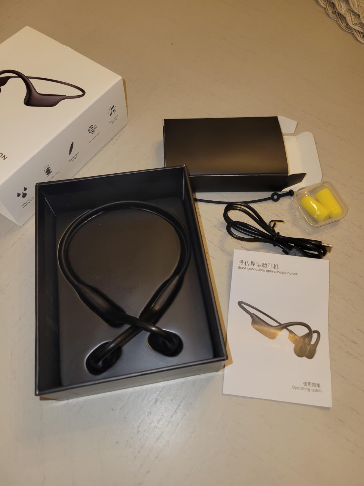 Bone Conduction Headphones, Bluetooth 5.4 Open-Ear Sport Headset with Mic, 10H Playtime, IP55 Waterproof, 22g Lightweight Skin-Friendly Headphones for Gym, Cycling & Running (Deep Black) customer photo 1