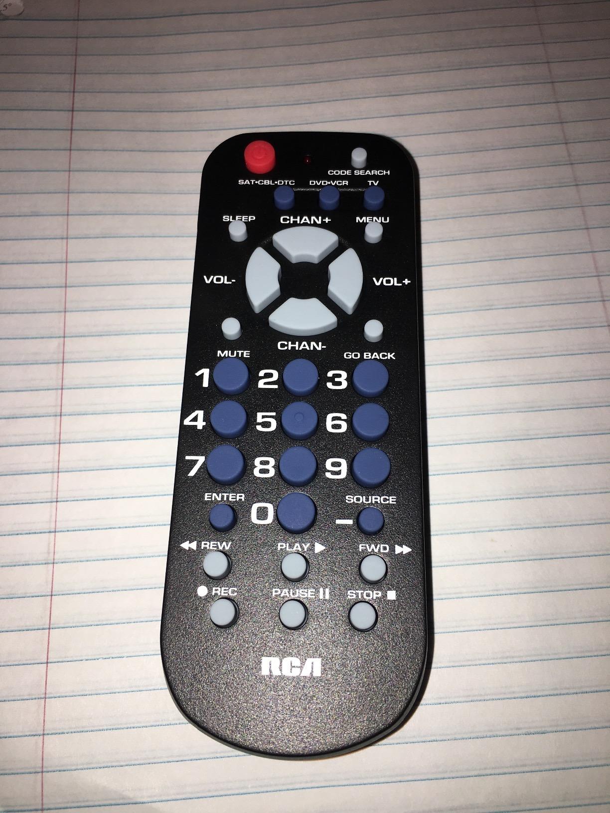 RCA 3-Device Palm-Sized Universal Remote, Long Range IR, Replaces Most Major Remote Brands, Designed for Comfort, RCR503BE customer photo 1