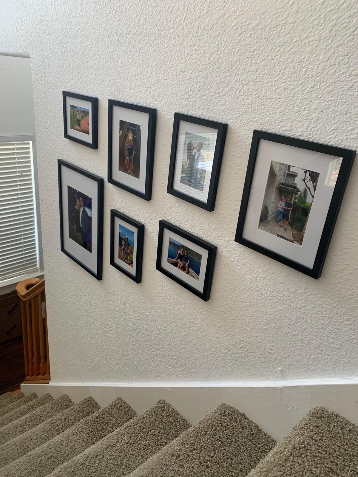 Gallery Perfect Multi-Size Picture Frame Set 7 Pack, Black Gallery Wall Frames with Hanging Hardware, Clear Glass - One 12x16, Two 8x10, Four 6x8 Matted Photo Frames for Wall Display customer photo 1