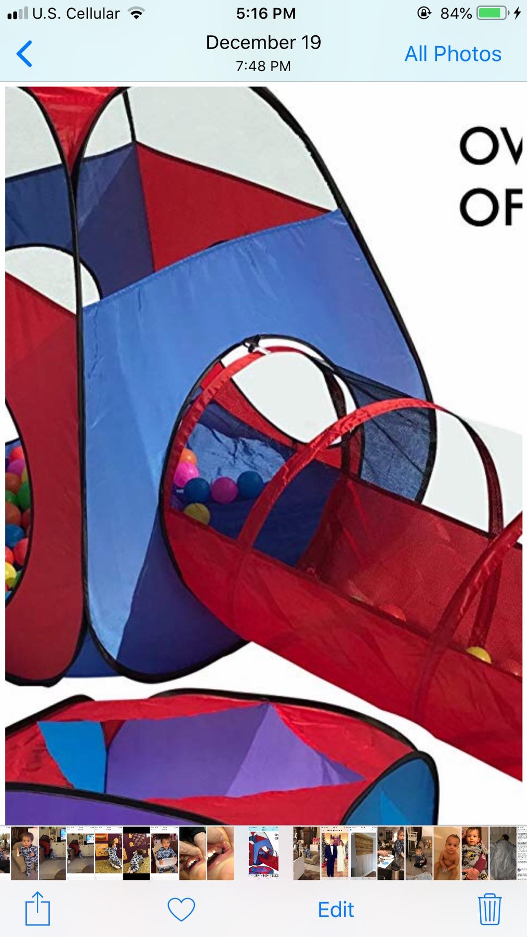 Playz 4pc Kids pop up Play Tent, Crawl Tunnel & Ball Pit for Kids customer photo 1