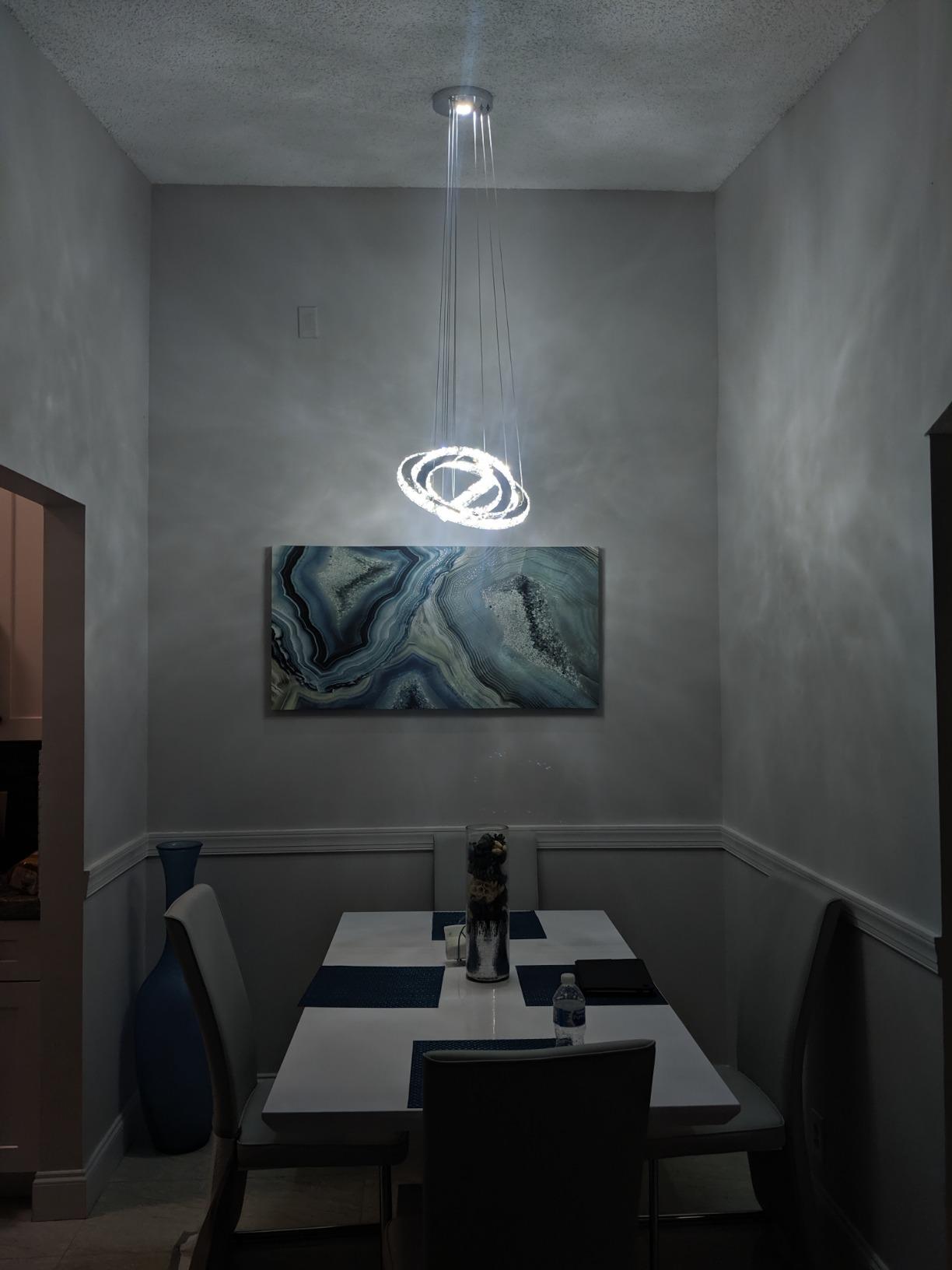3-Ring LED Crystal Chandelier for Dining Room, Silver customer photo 2