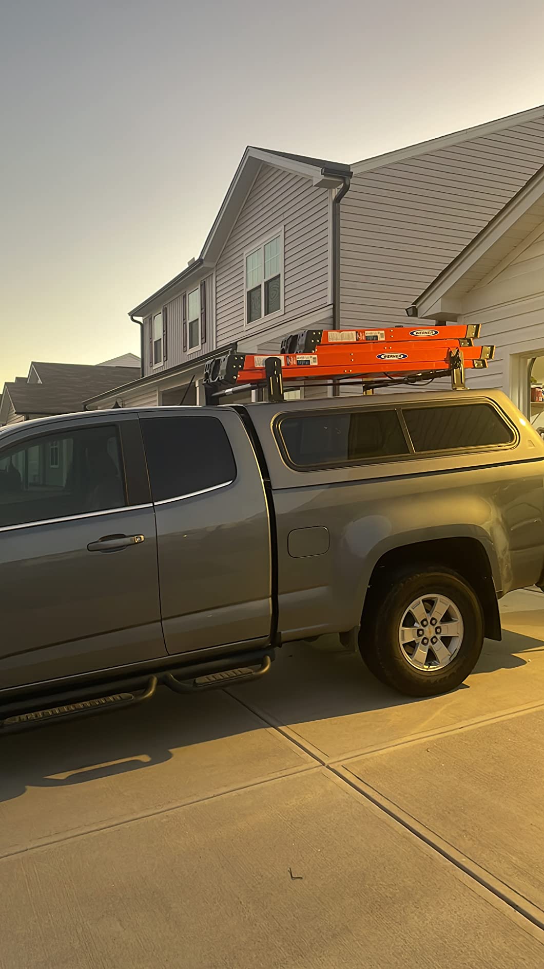 Model DX36 Universal Pickup Truck Cap & Topper 3 Bar Ladder Roof Van Rack System Adjustable Steel Cross Bars - Sandy Black customer photo 2