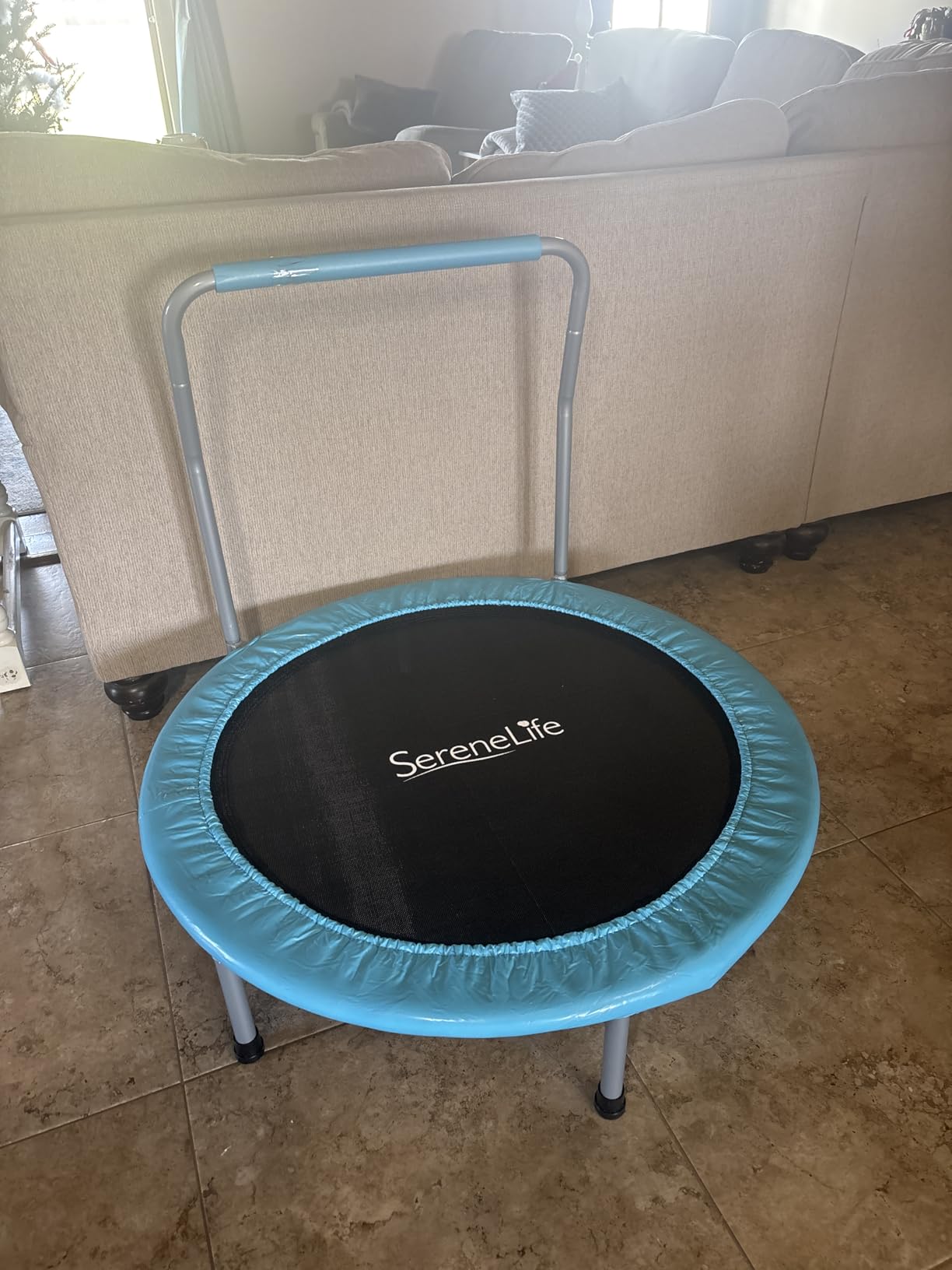 SereneLife 36″ Foldable Mini Trampoline for Kids - Compact Fitness Rebounder with Foam Handle - Safe, Stable Exercise Trampoline with 330lbs Max Load for Indoor/Outdoor Active Play & Exercise customer photo 1