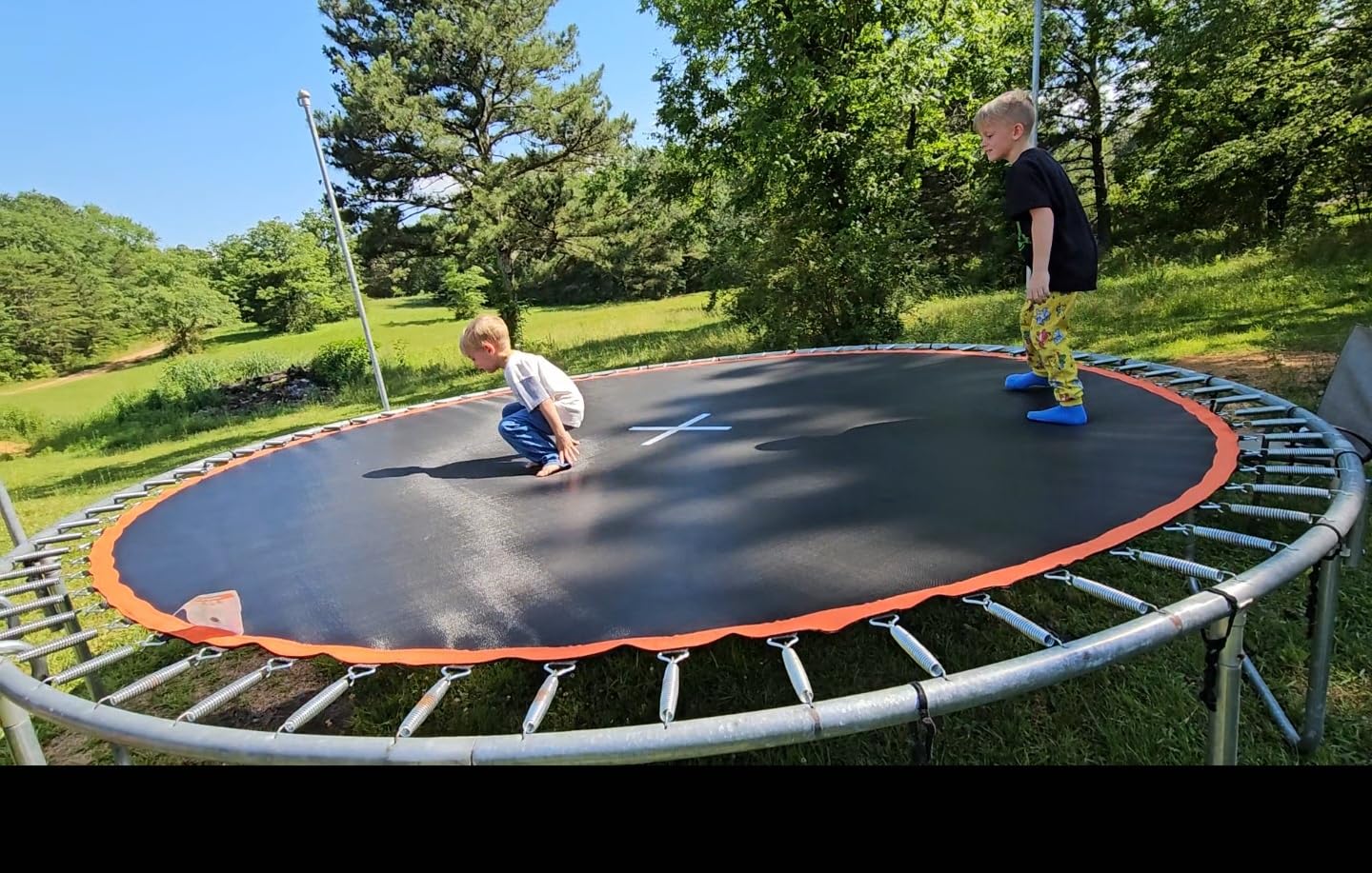 Trampoline Mat, Fits for 14 ft Frame, with 72 V-Rings Fits 5.5 inch Springs, Trampoline Mat Replacement(Mat Dia:150in), Reinforce, UV-Resistant, with Spring Hook and Gloves, Not Include Spring customer photo 1