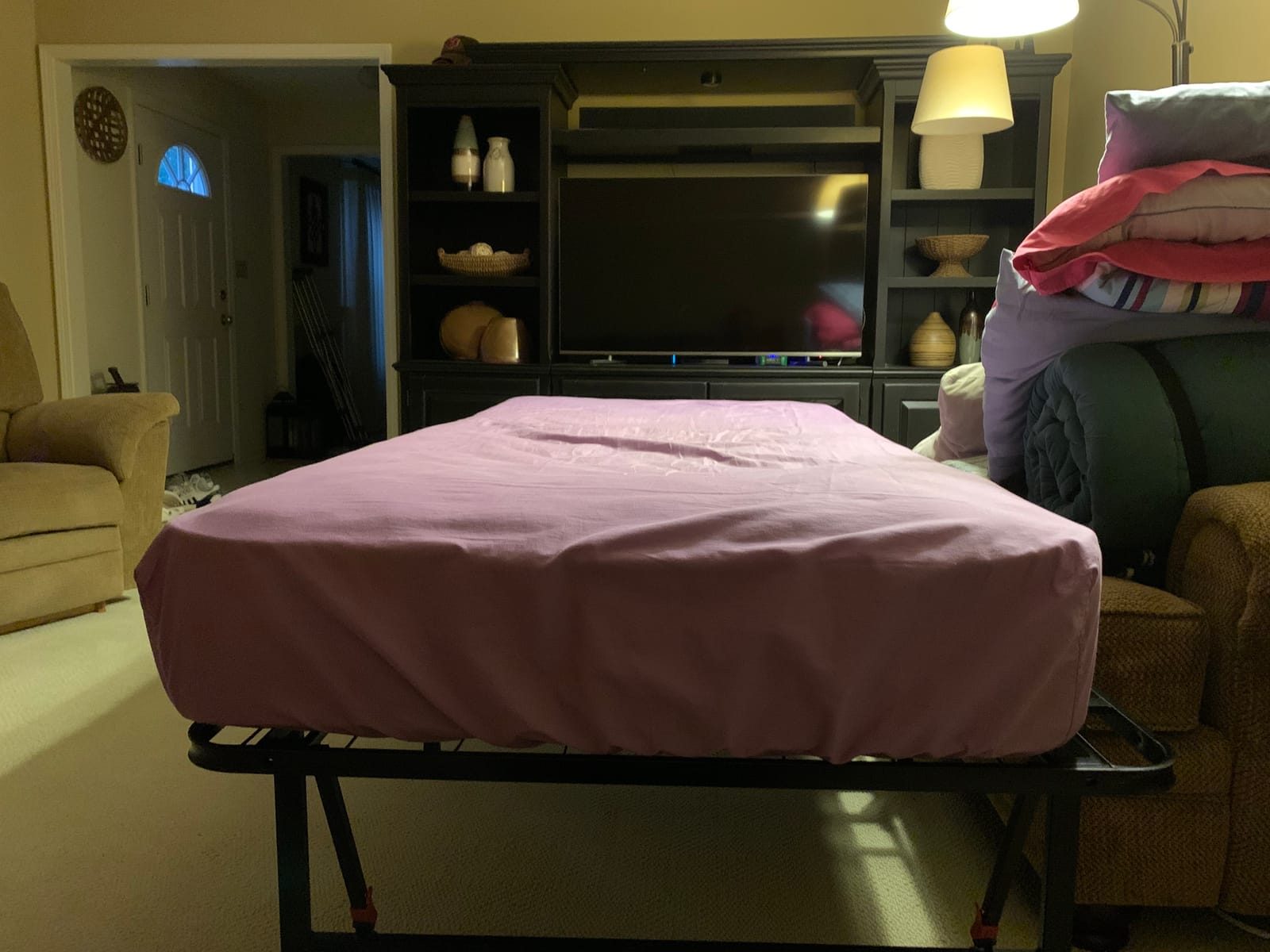 Amazon Basics Bed Frame with Storage, Foldable Metal Platform, Sturdy Steel, No Box Spring Needed, 18 inches High, Tool-Free Setup, Full Size, Black customer photo 2