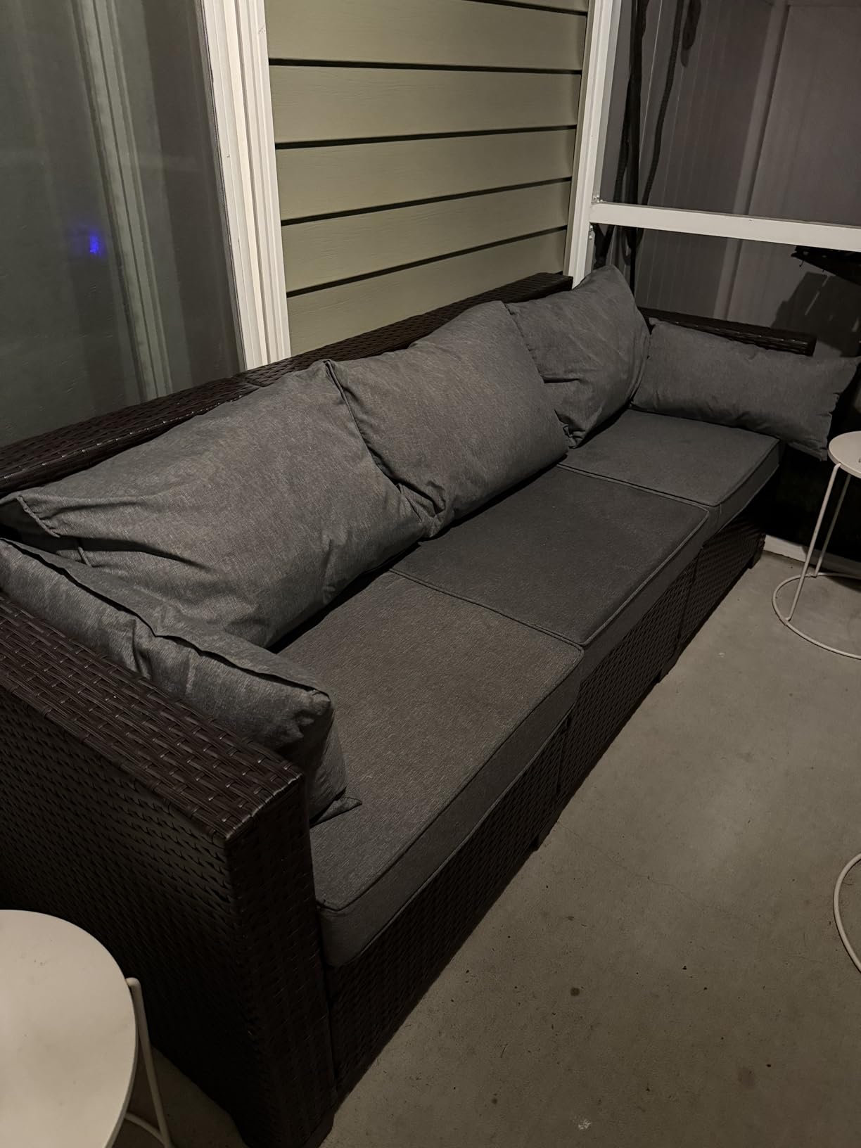 WAROOM Patio Couch PE Rattan 3-Seat Outdoor Sofa Brown Wicker Furniture Set Deep Seating with Anti-Slip Beige Cushion customer photo 2