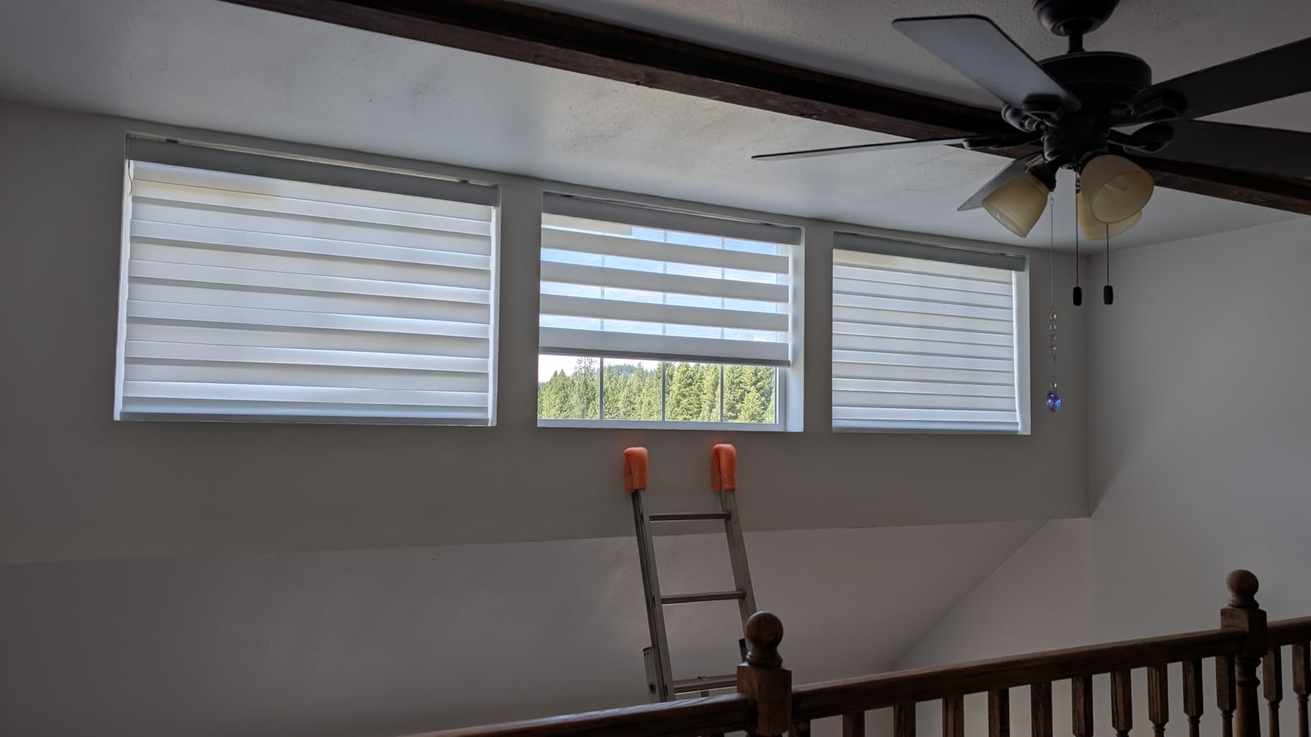 Graywind Motorized Zebra Blinds for Windows, Blackout Smart Blinds with Remote Control, Dual Layer Custom Zebra Shades Work with Alexa, Google Home, Apple Homekit, Classic Grey customer photo 2
