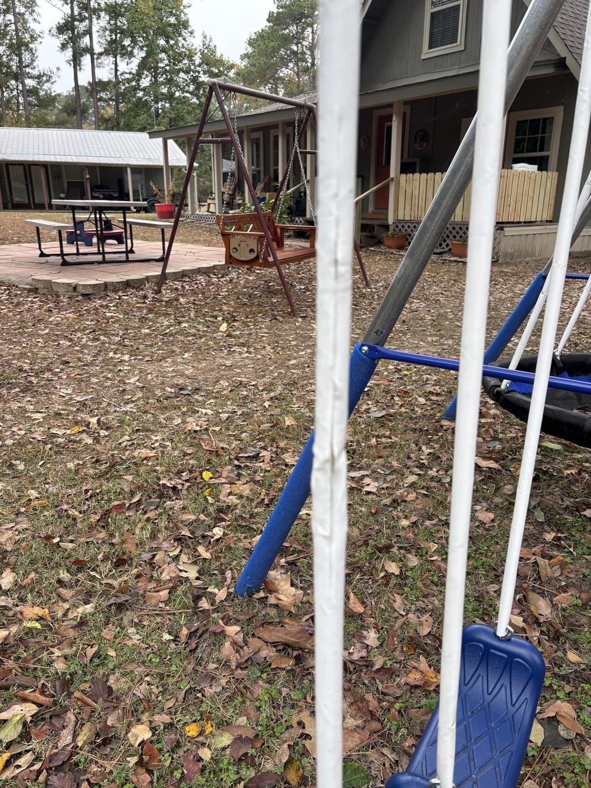 Fun Forever - 8 User Metal Swing Set for Backyard with Slide, 800lbs. Max customer photo 1