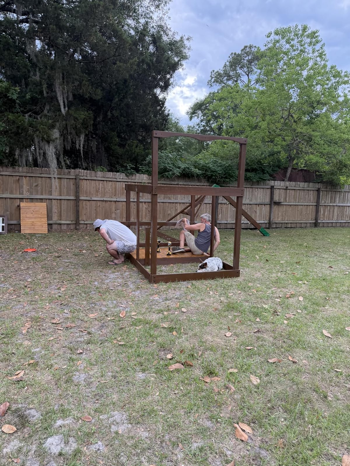 Backyard Discovery Skyfort All Cedar Swing Set, Elevated Covered Wood Roof Clubhouse with Bay Windows, 2 Belt Swings, Web Swing, 10ft Wave Slide, 5 ft Tube Slide, Covered Picnic Table, 5 ft Rock Wall customer photo 2