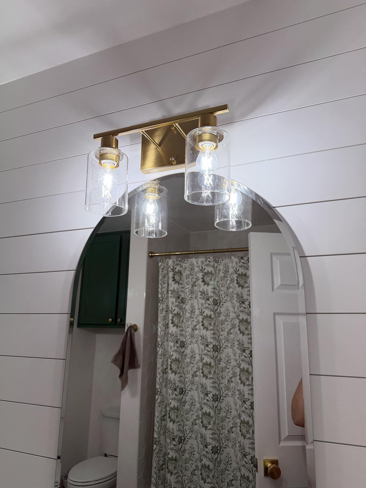ShineTech 2-Light Bathroom Vanity Light, Brushed Nickel Modern Wall Sconce customer photo 1