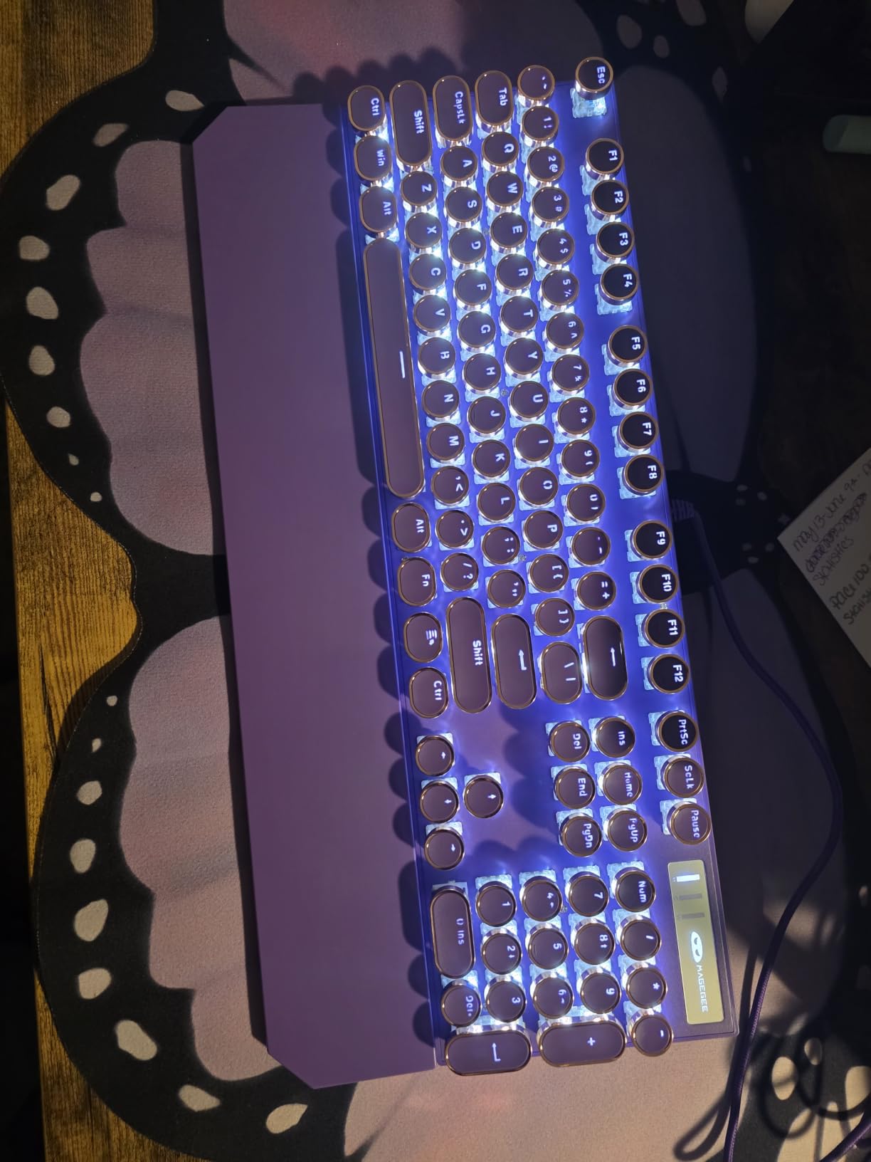 Camiysn Typewriter Style Mechanical Gaming Keyboard, Black Retro Punk Gaming Keyboard with RGB Backlit, 104 Keys Blue Switch Wired Cute Keyboards, Round Keycaps for Windows/Mac/PC customer photo 1