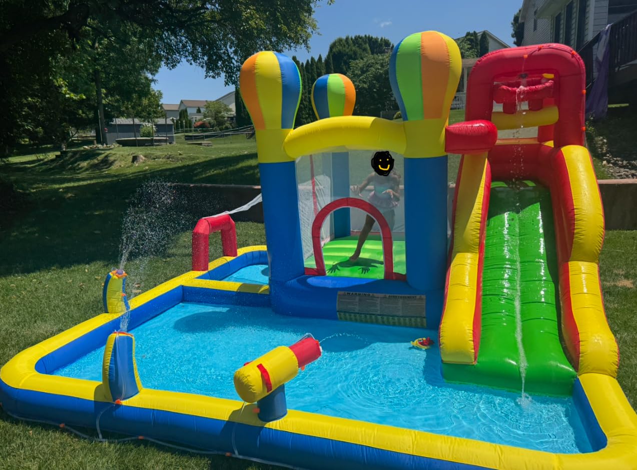 Baralir Inflatable Bounce House with Water Slide – Backyard Inflatable Water Park with 4 Sprinklers, 2 Splash Pools, Fits 5 Kids, Perfect for Summer Fun & Cooling Down customer photo 2