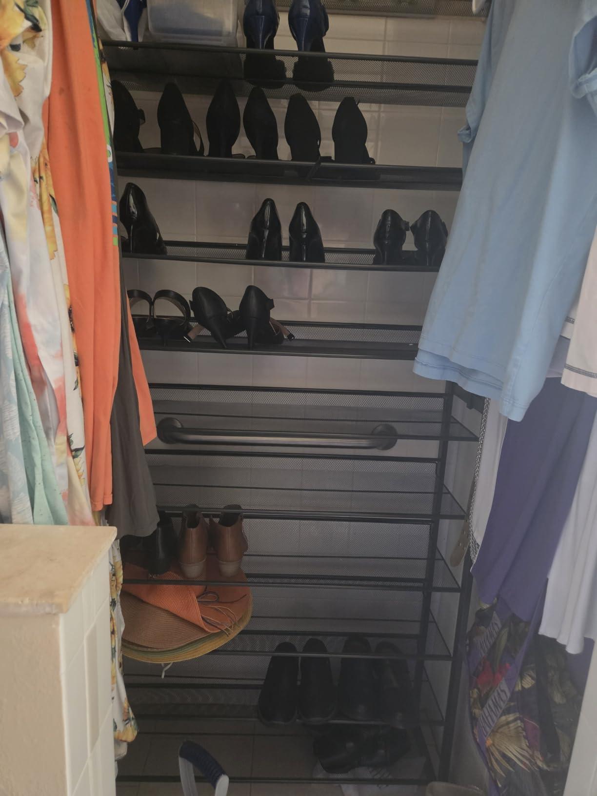 SONGMICS Shoe Rack, 12-Tier Shoe Organizer, Metal Shoe Storage for Garage, Entryway, Set of 2 6-Tier Stackable Shoe Shelf, with Adjustable Flat or Angled Shelves, Holds 48-60 Pairs, Black ULMR12B customer photo 2