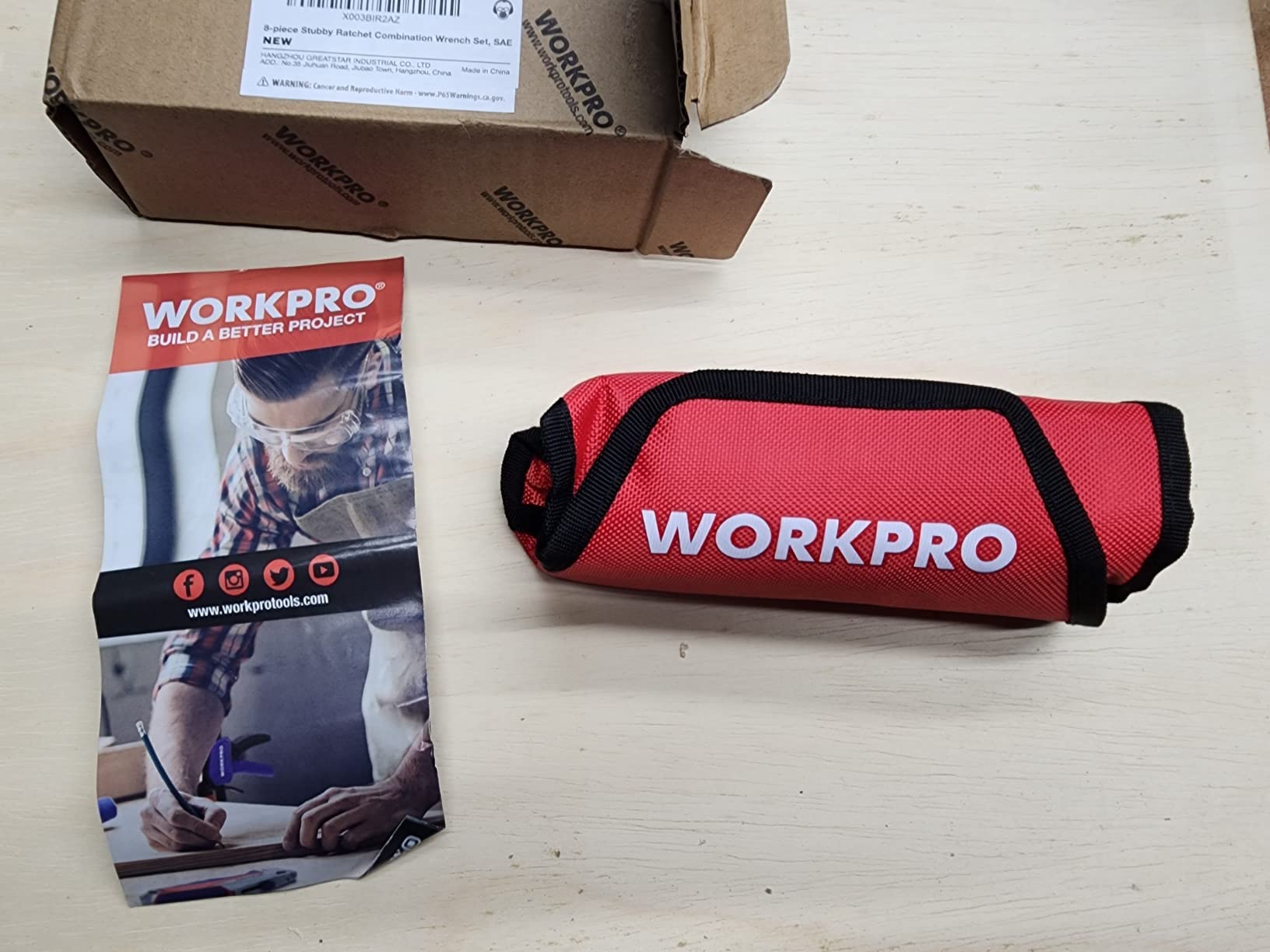 WORKPRO 8 Piece Flex Head Stubby Ratcheting Wrench Set, SAE 5/16-3/4 in customer photo 1