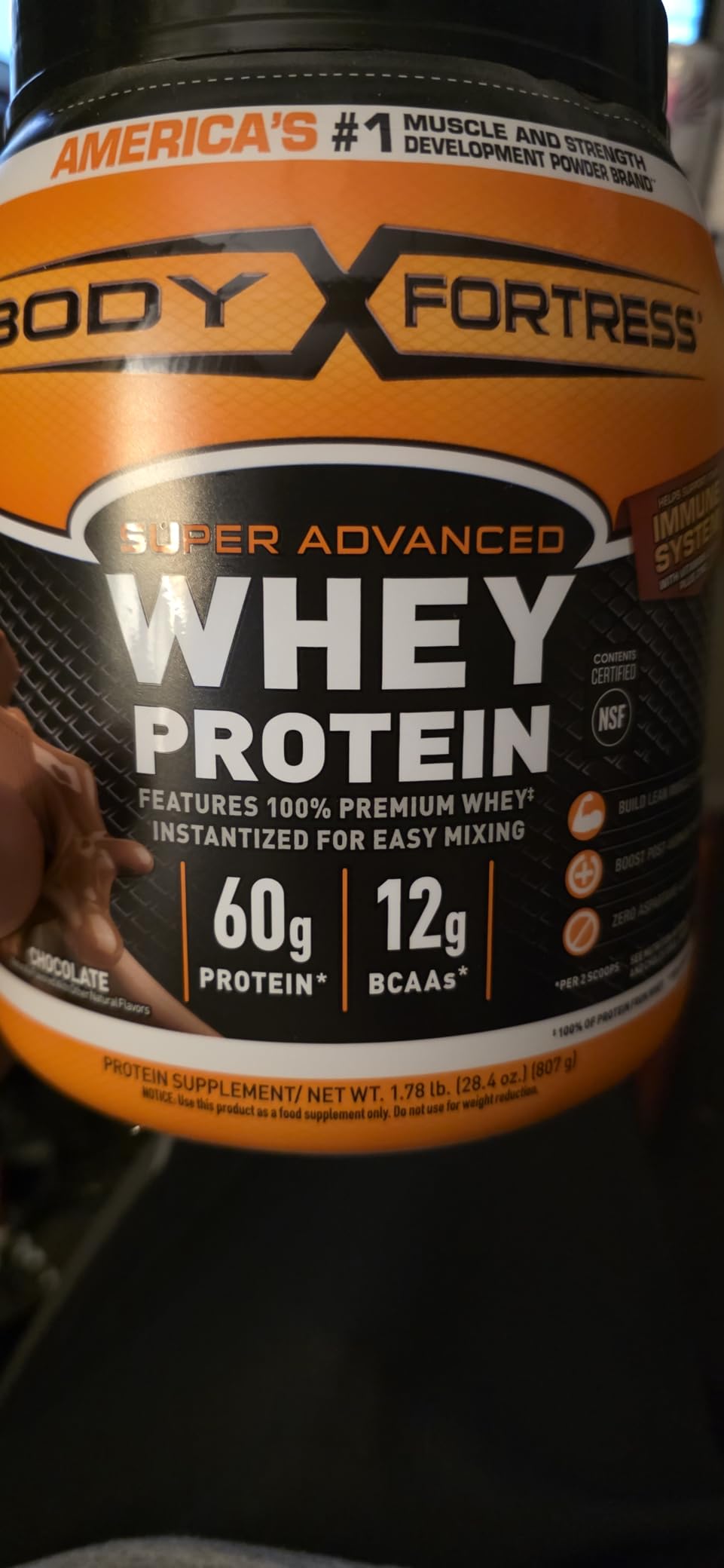 Body Fortress Super Advanced Whey Protein, Chocolate, 1.78 lbs customer photo 1
