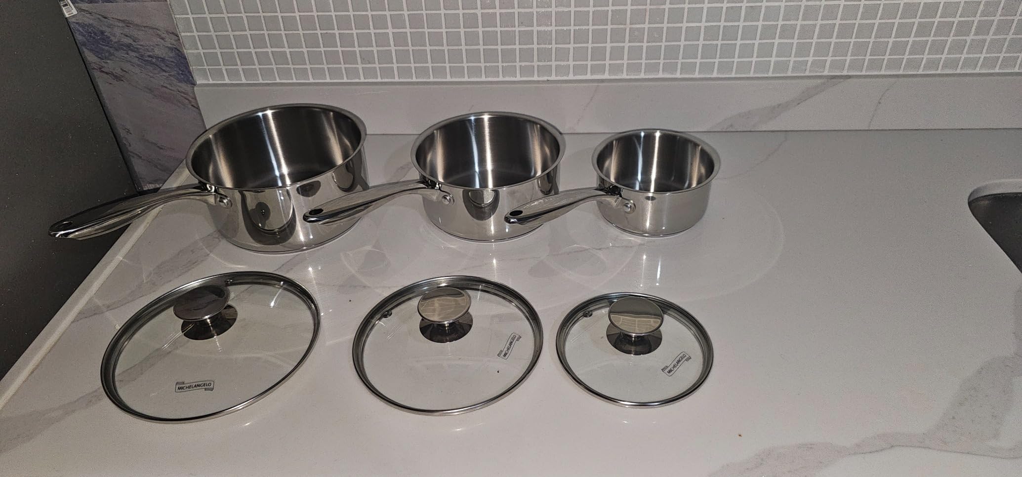 MICHELANGELO Stainless Steel Saucepan Set with Lids 1QT & 2QT & 3QT, Stainless Steel Sauce Pot Set 6pcs, Induction Saucepans, Nonstick Sauce Pan Set, Dishwasher Safe customer photo 1