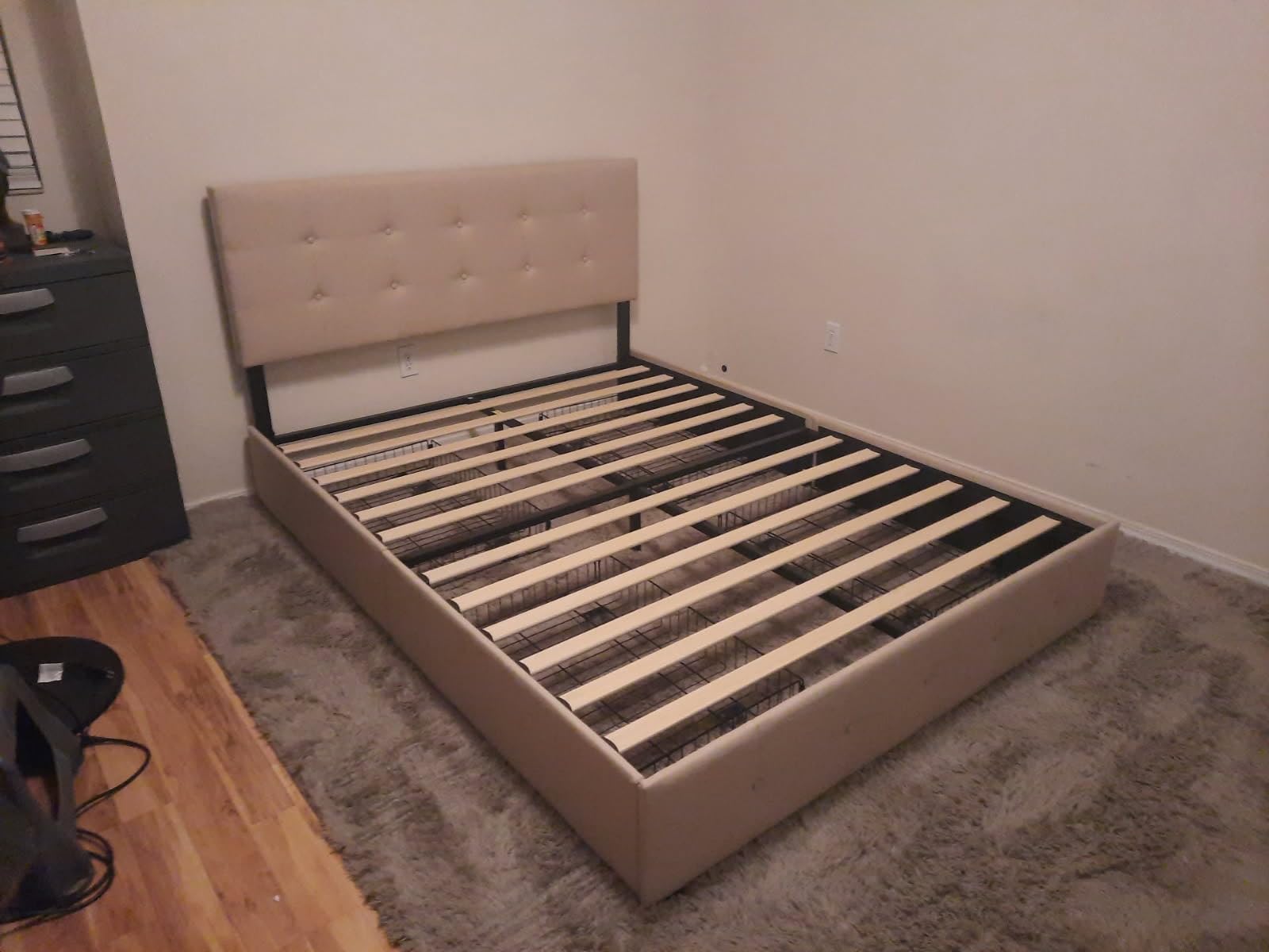 Allewie Full Size Storage Bed Frame with 4 Underbed Drawers, Upholstered Platform Bed with Adjustable Headboard, Diamond Button Tufted, Easy Assembly, Noise-Free, No Box Spring Needed, Dark Grey customer photo 2