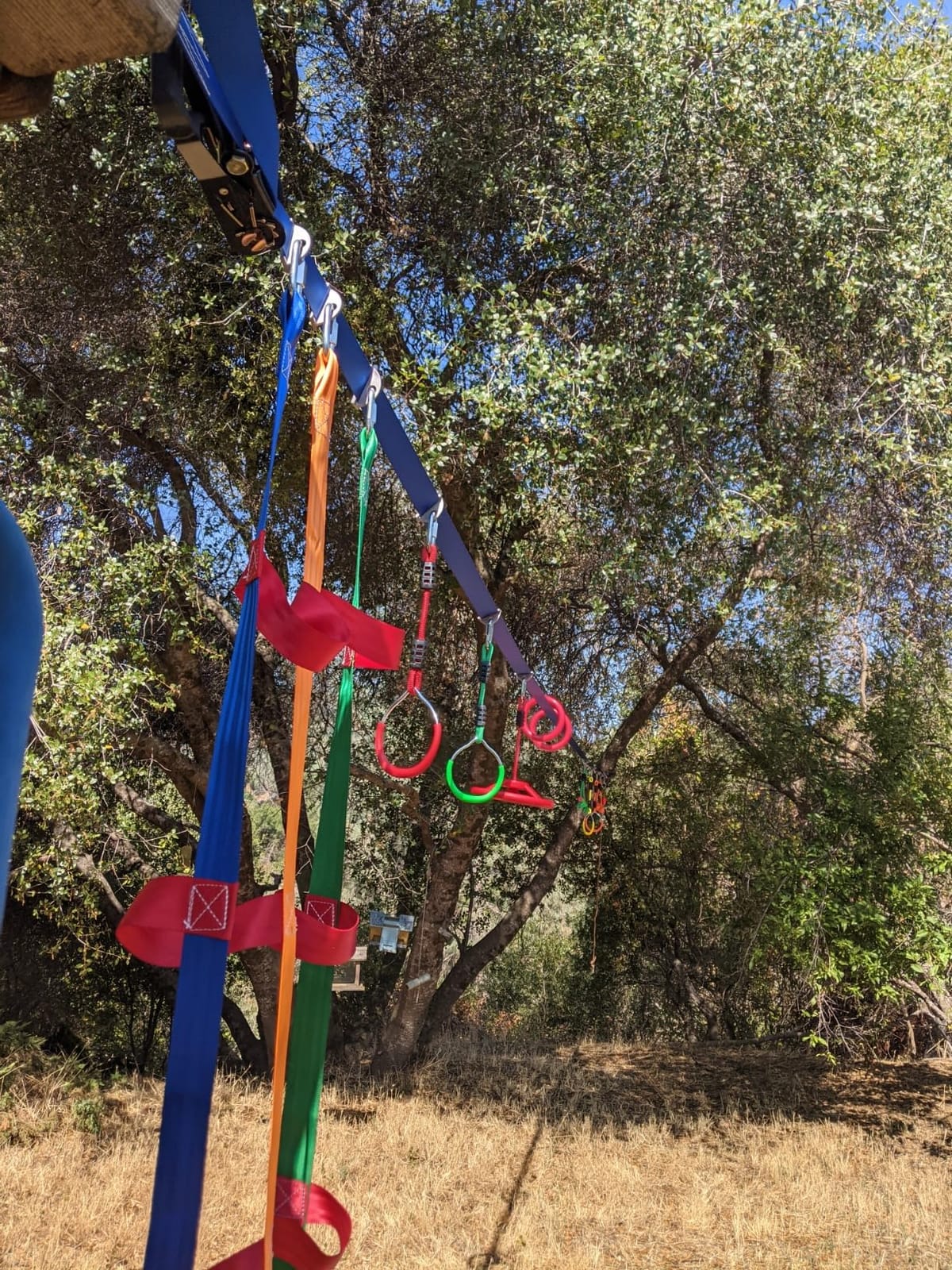 Ninja Warrior Obstacle Course for Kids Outside-Ninja Slackline 52ft with 11 Durable Obstacles-Climbing Net,Wheel, Warrior Gymnastics & Monkey Bars,Slack Lines for Backyard for Kids. customer photo 1