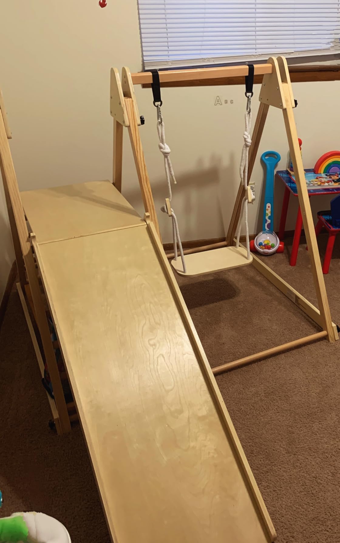OLAKIDS Indoor Jungle Gym 4 in 1 Foldable Toddler Wooden Montessori Baby Climbing Toys with Swing Slide Ramp Ladder for Kids Playground Climb Activity Play Structure customer photo 1