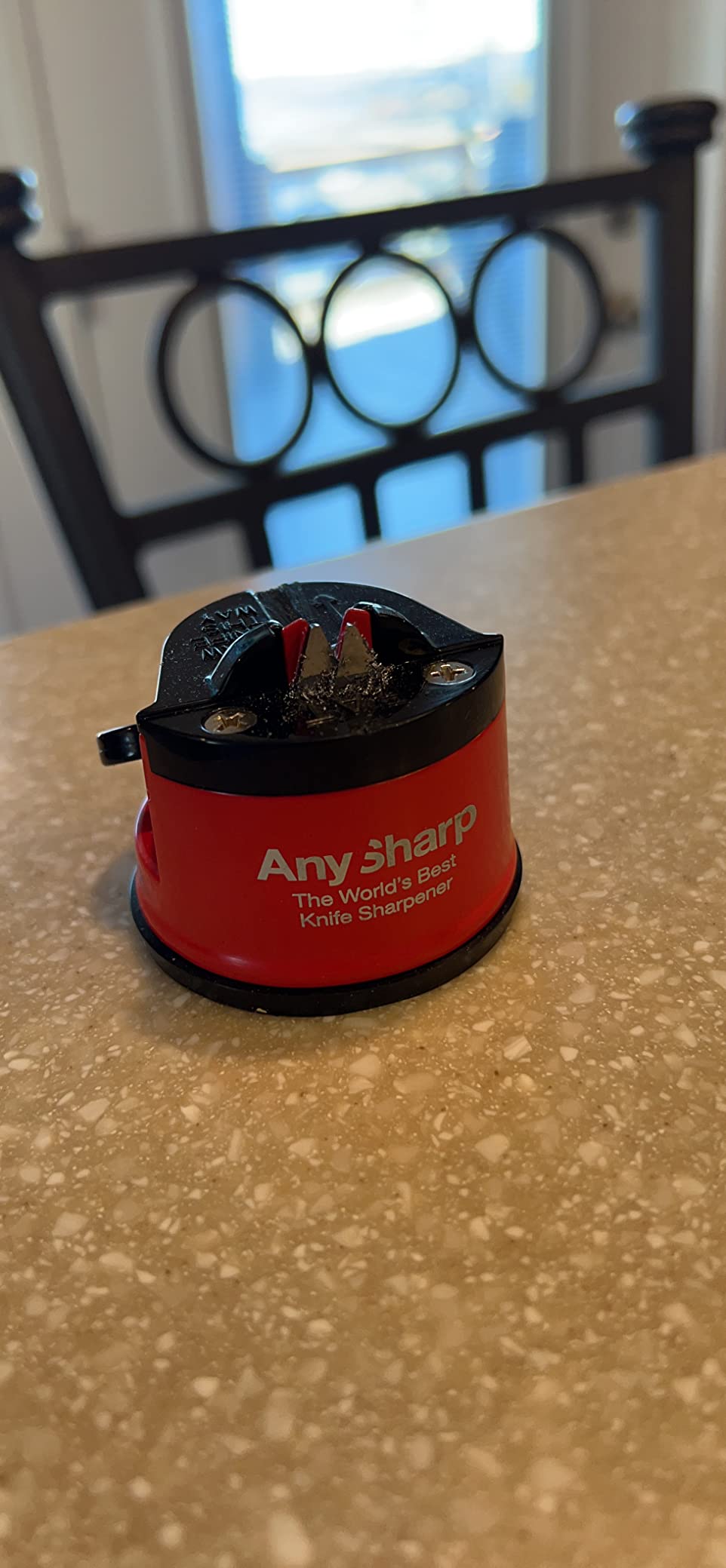 AnySharp – GLOBAL – Easy to Use, Hands Free Knife Sharpener - Red customer photo 2