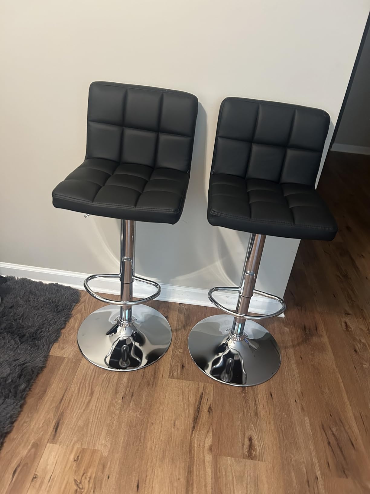 Homall Bar Stools Modern PU Leather Adjustable Swivel Barstools, Armless Hydraulic Kitchen Counter Bar Stool Extra Height Square Island Barstool with Back Set of 4 (Leather, Black 4 Pcs) customer photo 2