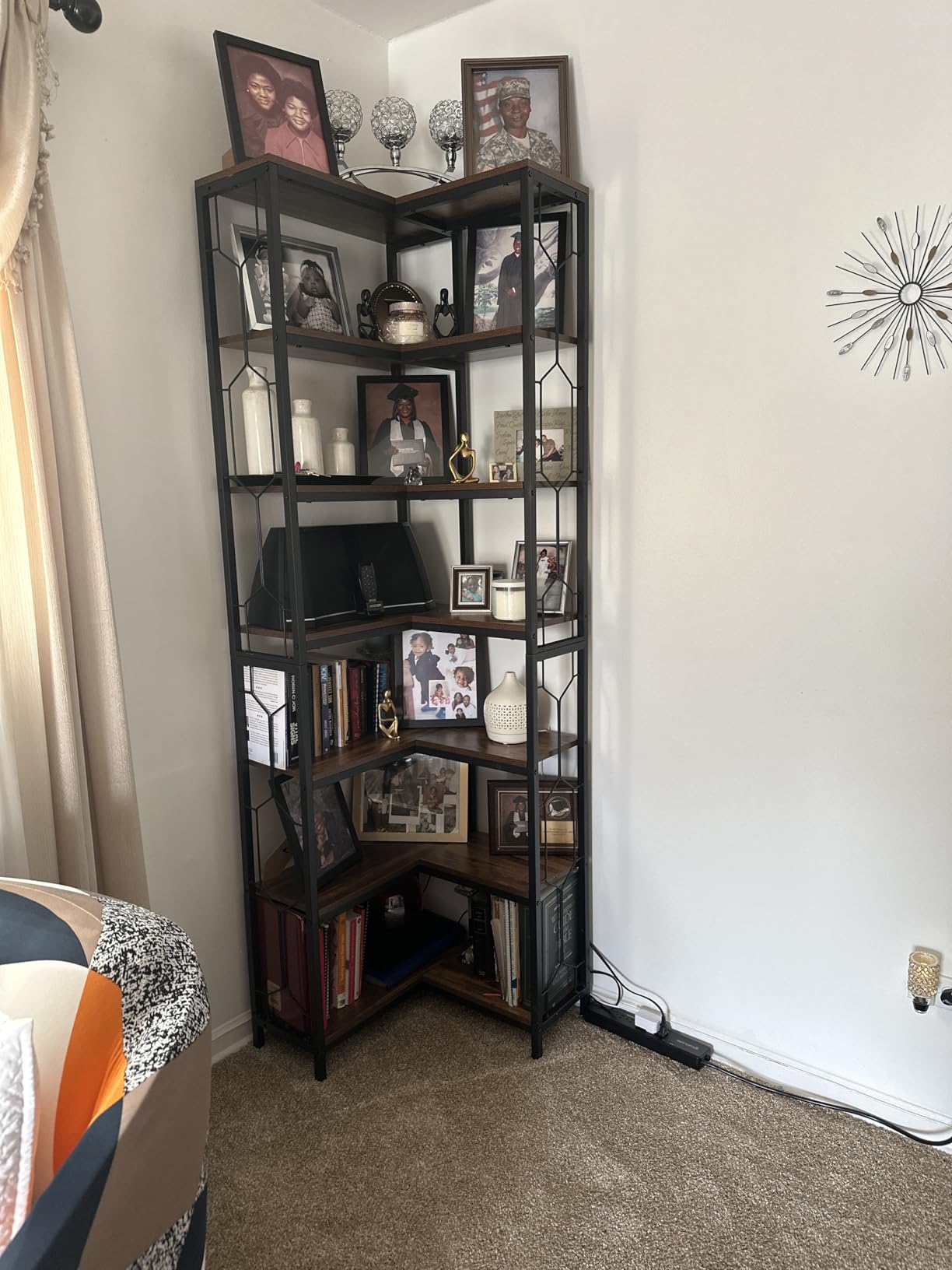 Tribesigns Corner Shelf, 7-Tier Industrial Corner Bookshelf and Bookcase customer photo 2