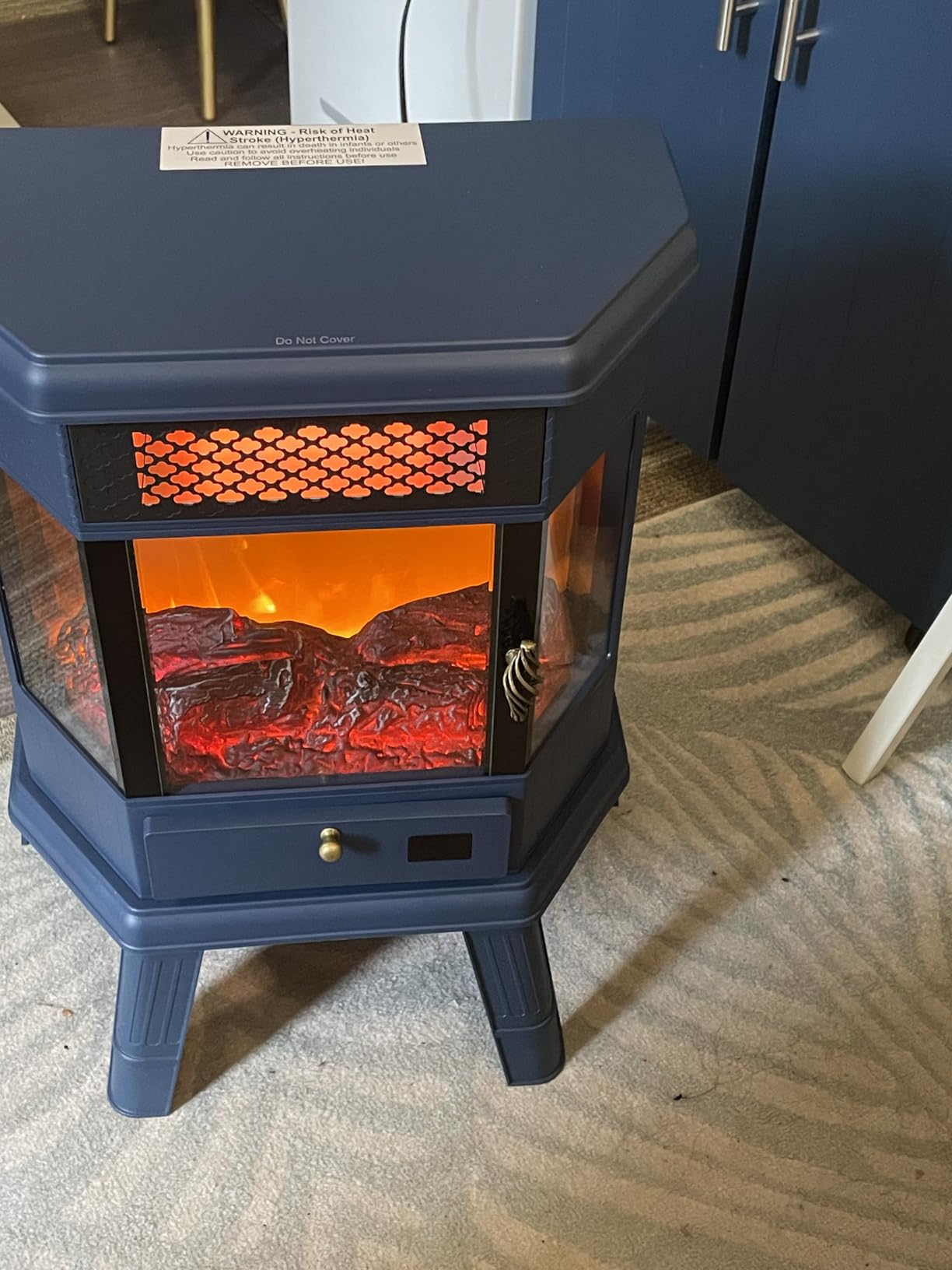 RealSmart Electric Fireplace Heater 22 in Freestanding Fireplace Stove Infrared Fireplace with 3D Flame Effect Remoted Control, Timer, Overheating Protection (Blue) customer photo 1